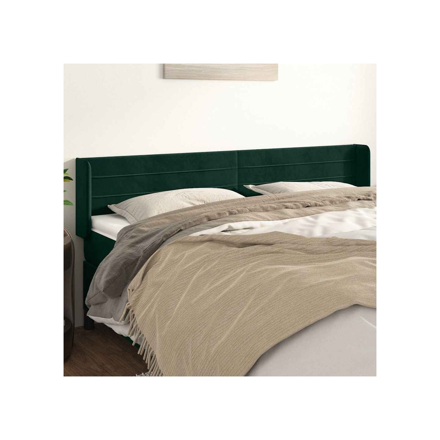 Tête de lit avec oreilles Vert foncé 163x16x78/88 cm Velours