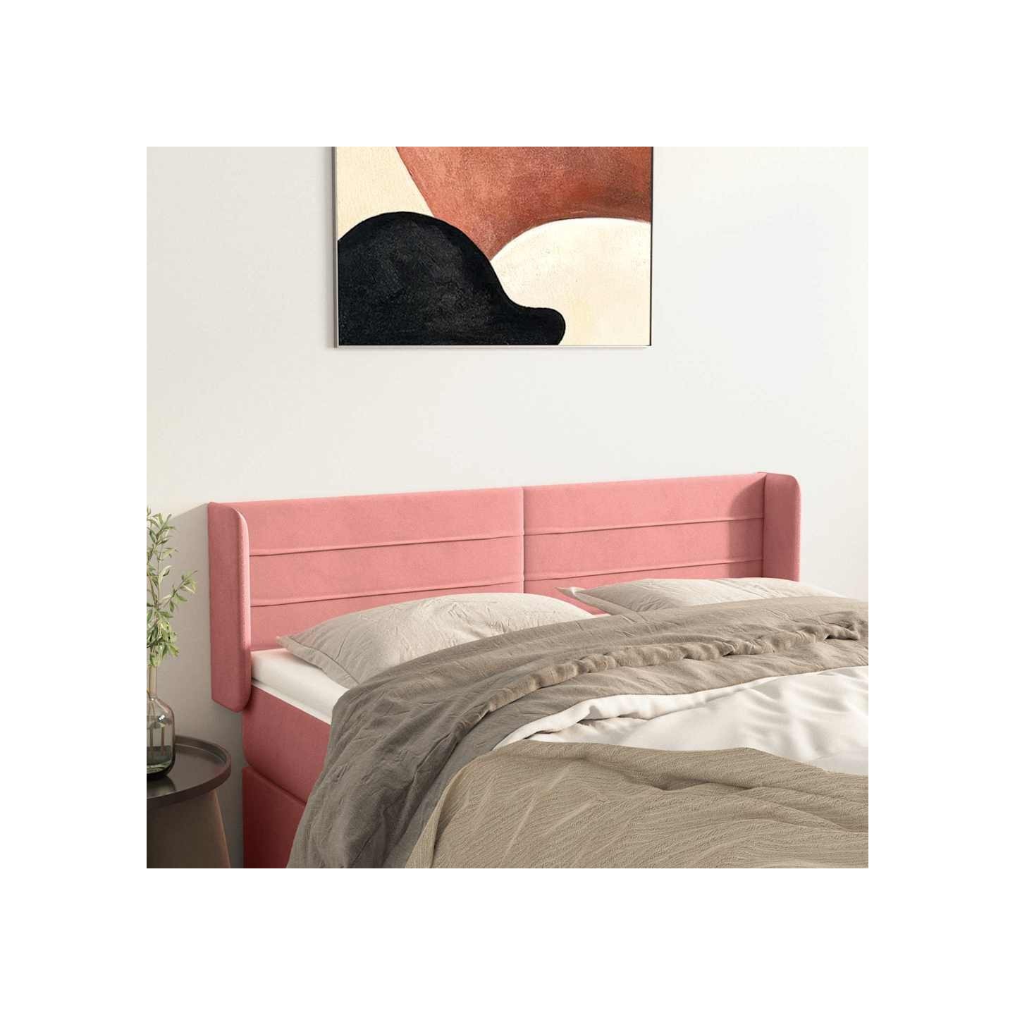 Tête de lit avec oreilles Rose 147x16x78/88 cm Velours