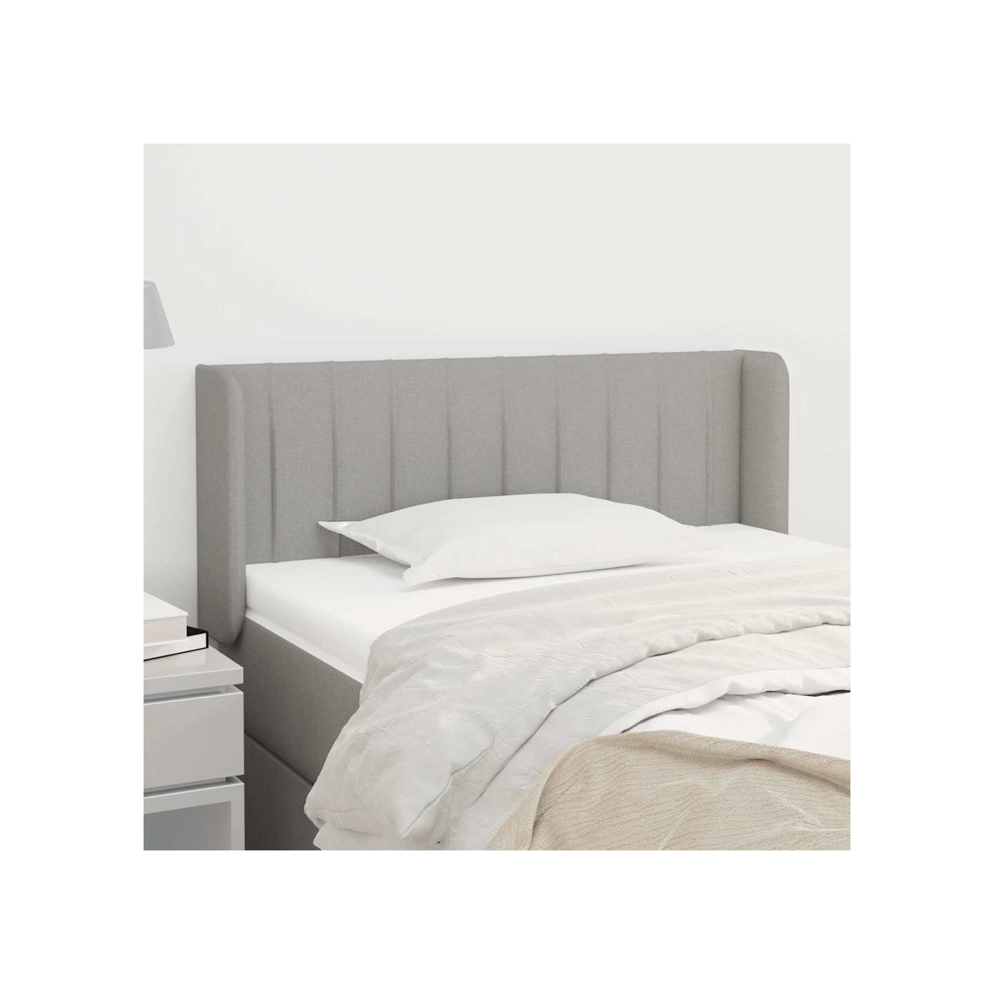 Tête de lit avec oreilles Gris clair 93x16x78/88 cm Tissu