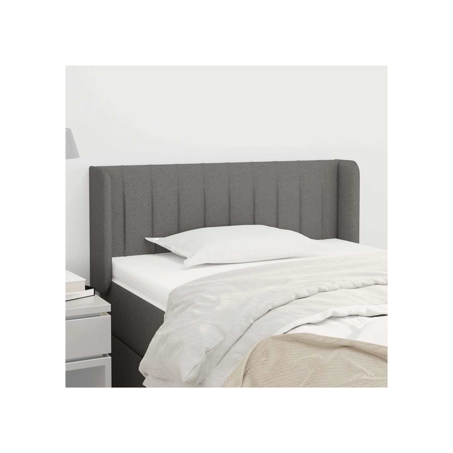 Tête de lit avec oreilles Gris foncé 93x16x78/88 cm Tissu
