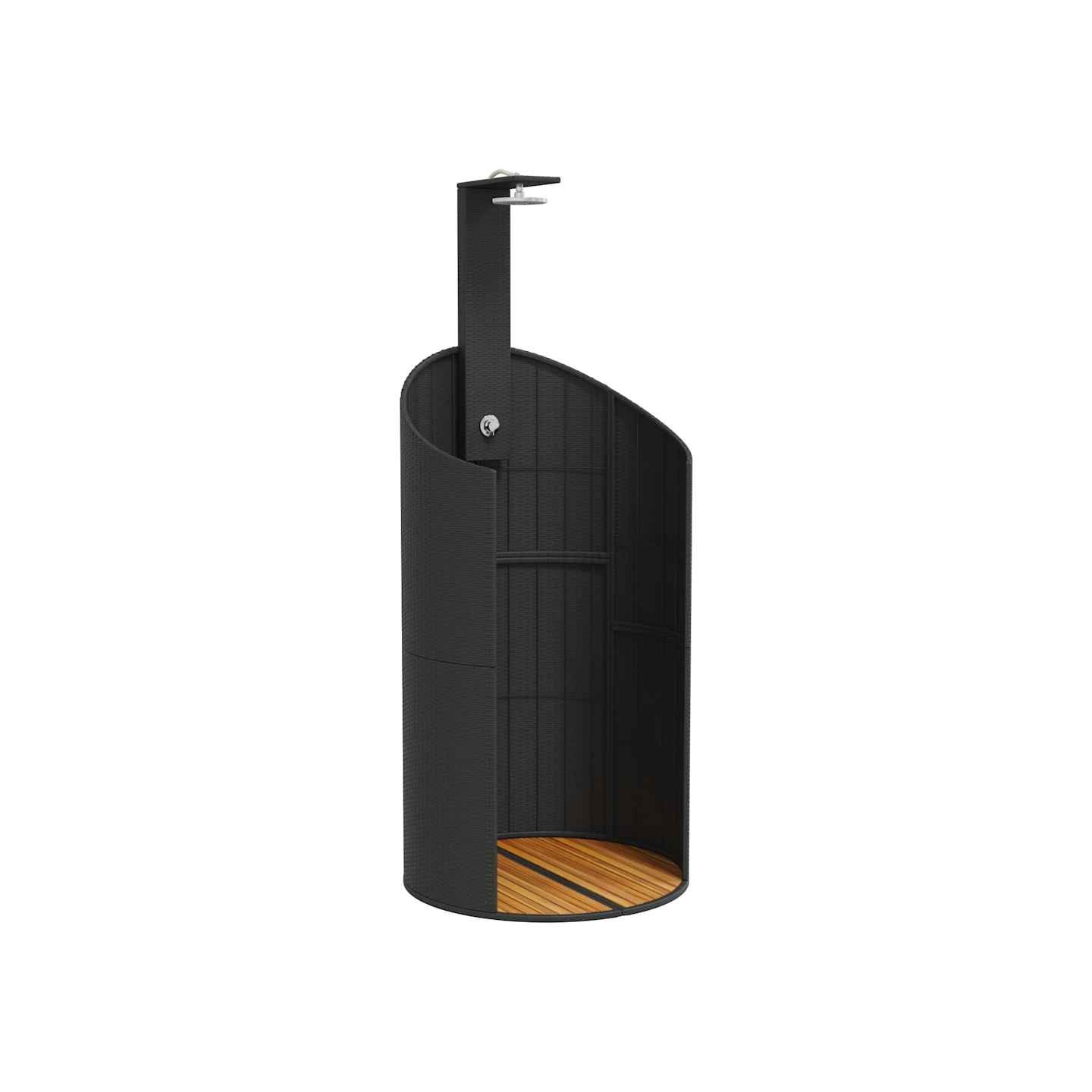 Douche d'extérieur noir 100x100x241,5 cm poly rotin bois acacia