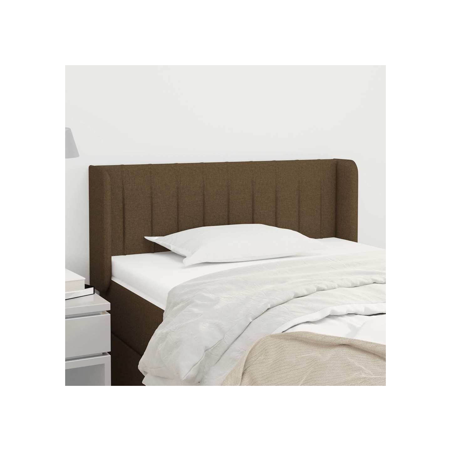 Tête de lit avec oreilles Marron Foncé 93x16x78/88 cm Tissu