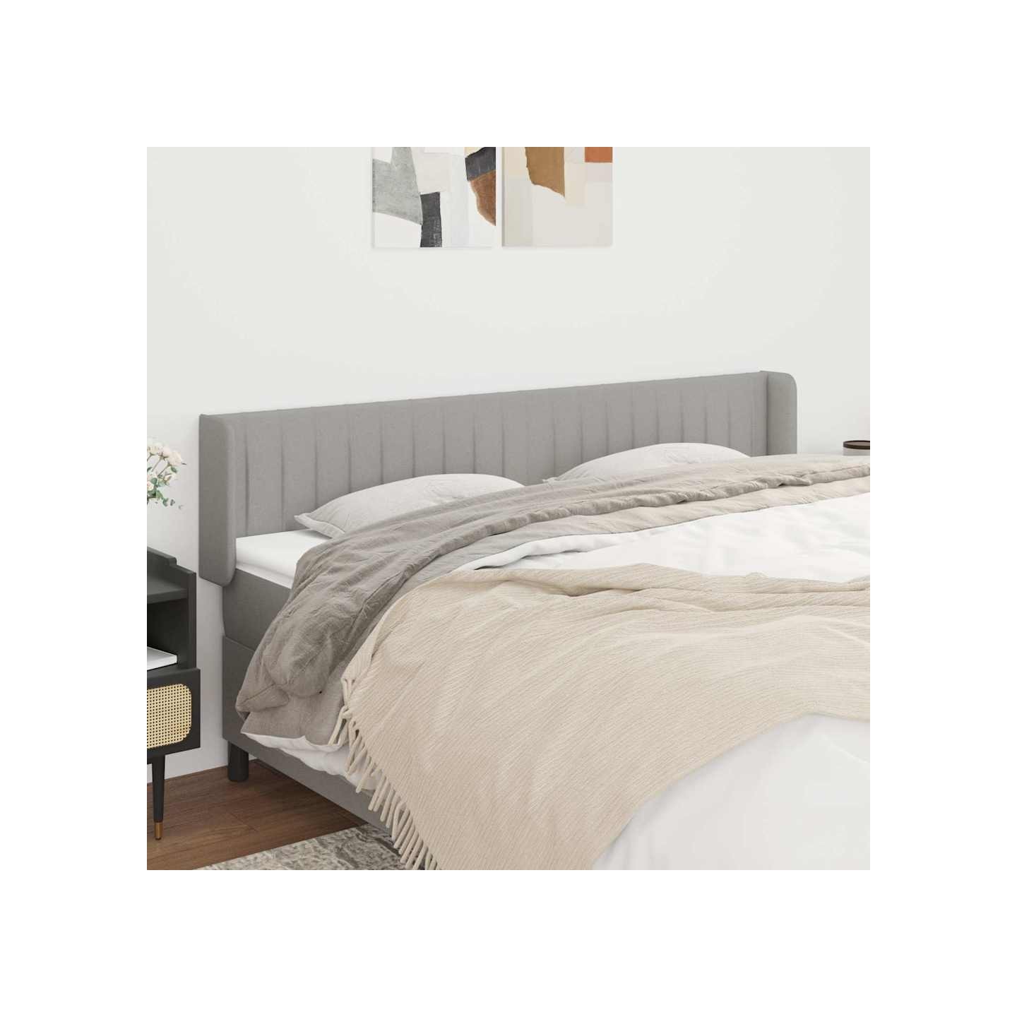 Tête de lit avec oreilles Gris clair 183x16x78/88 cm Tissu