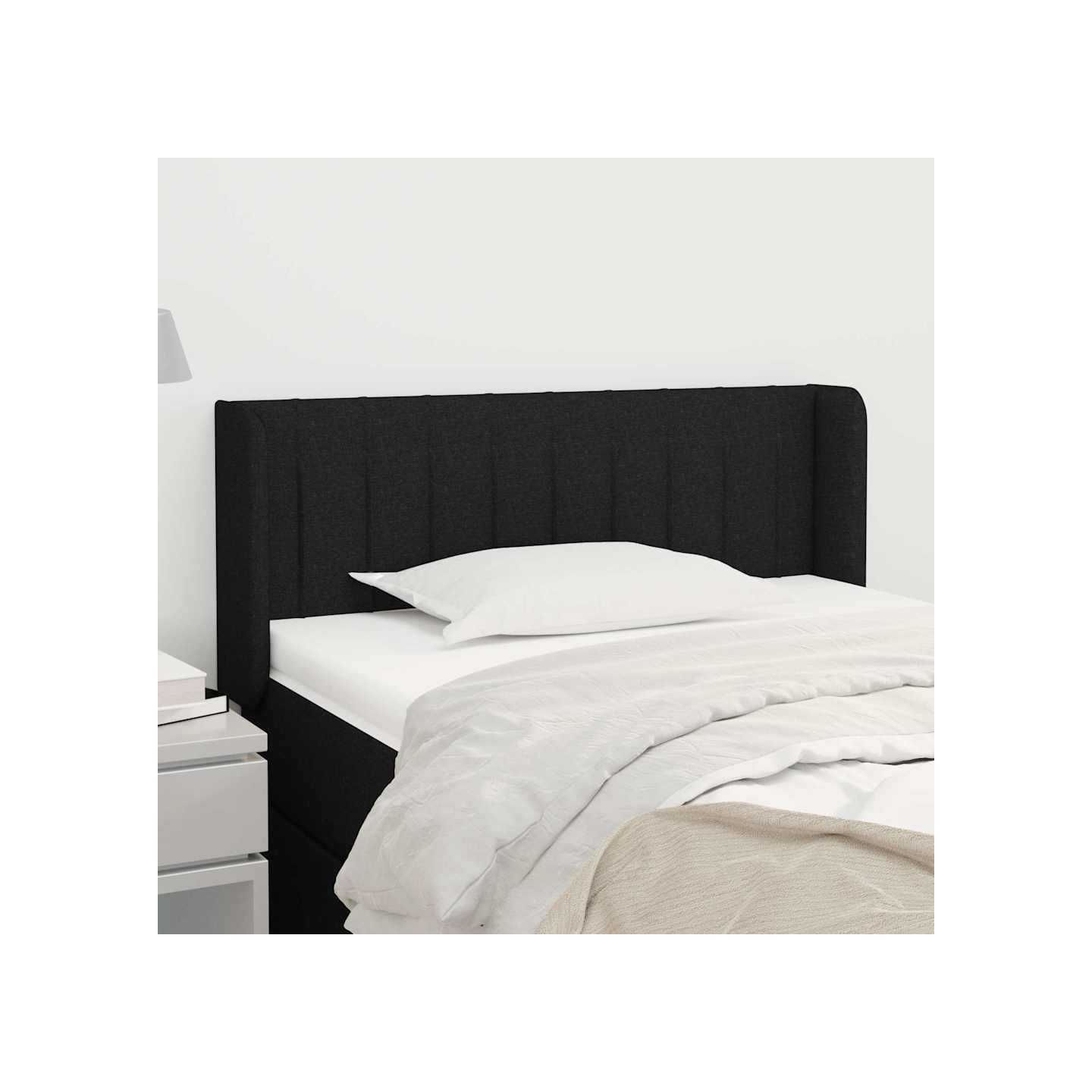 Tête de lit avec oreilles Noir 103x16x78/88 cm Tissu