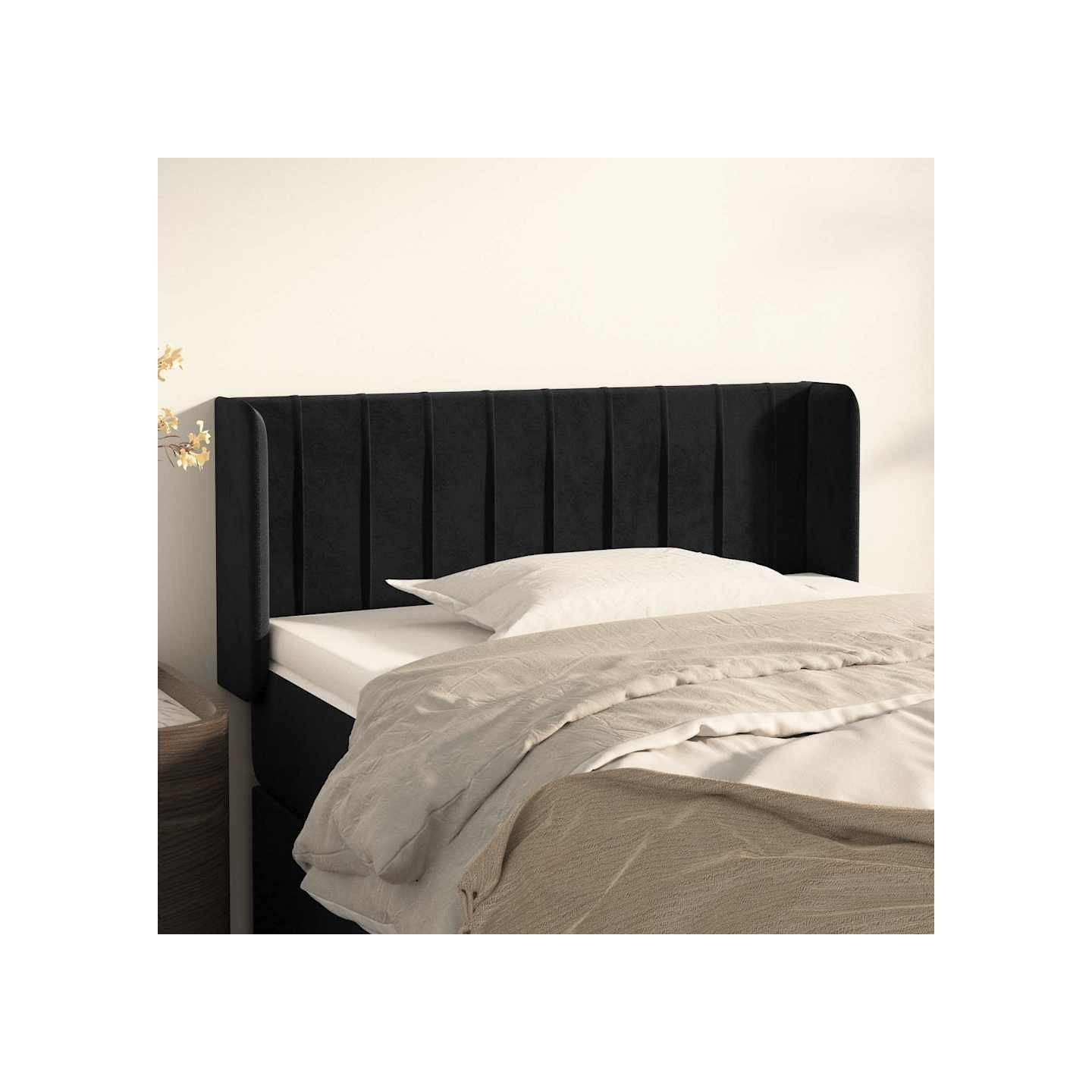 Tête de lit avec oreilles Noir 103x16x78/88 cm Velours