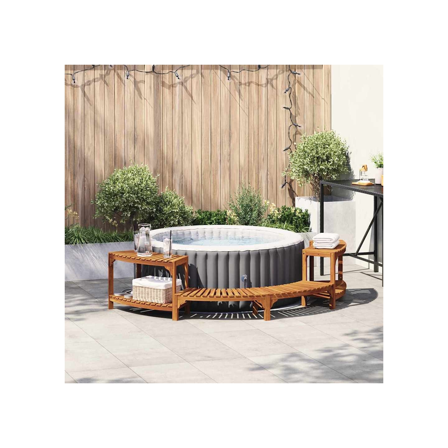 Enceinte de bain à remous demi-ronde Bois d'Acacia Massif