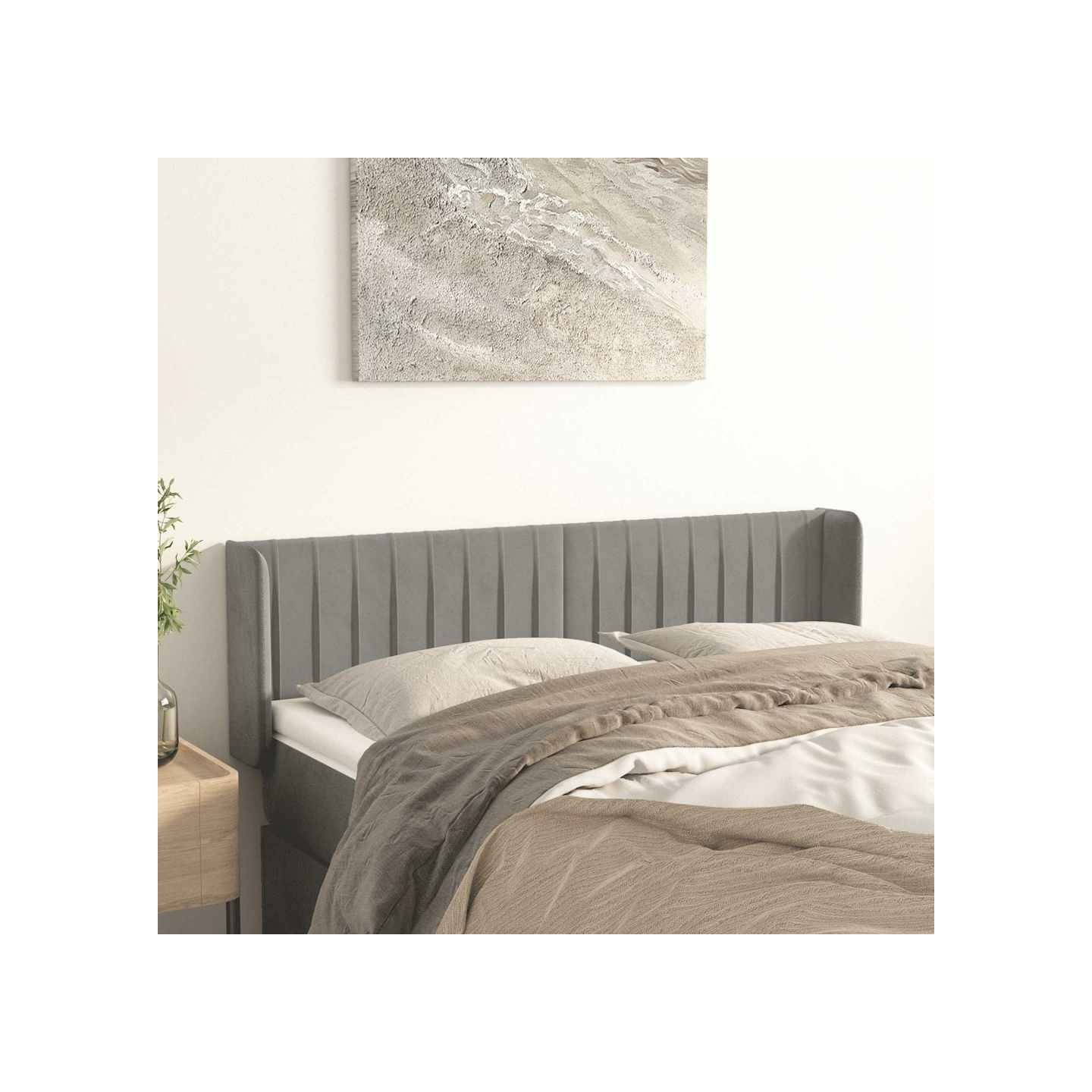 Tête de lit avec oreilles Gris clair 147x16x78/88 cm Velours