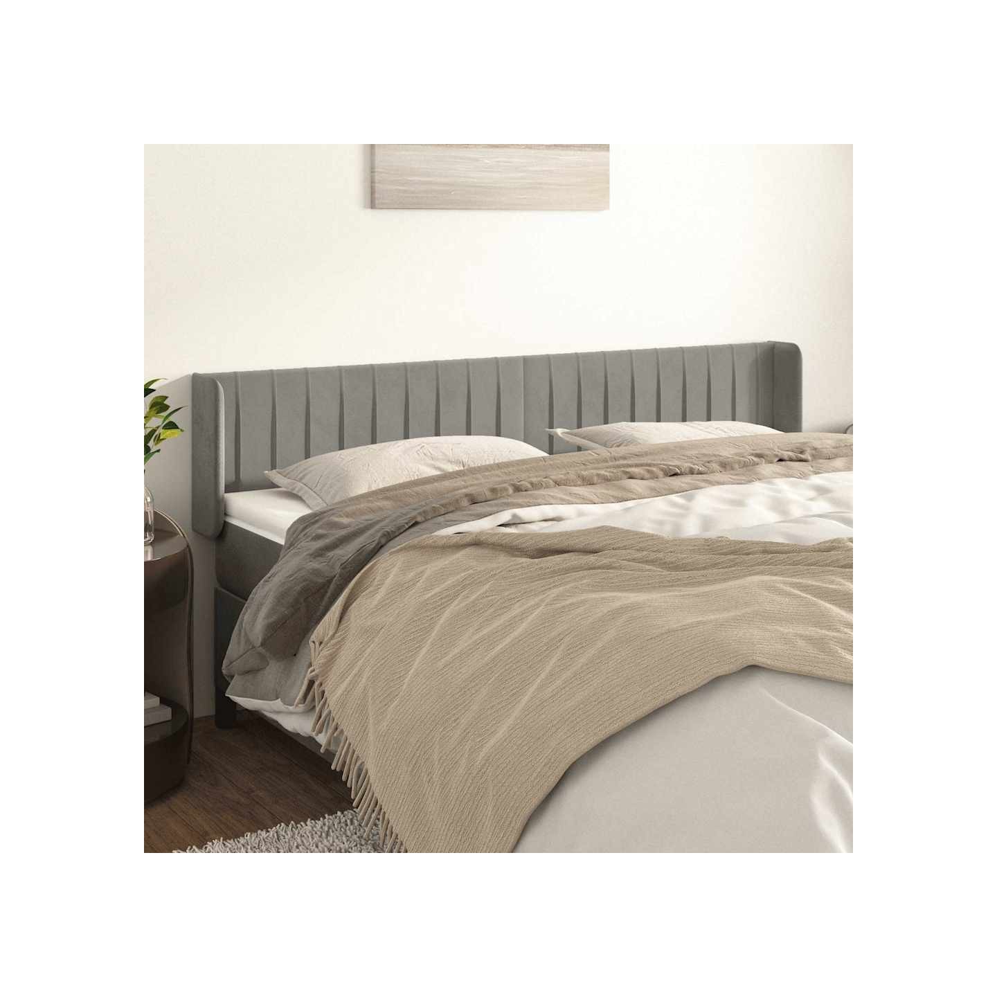 Tête de lit avec oreilles Gris clair 163x16x78/88 cm Velours