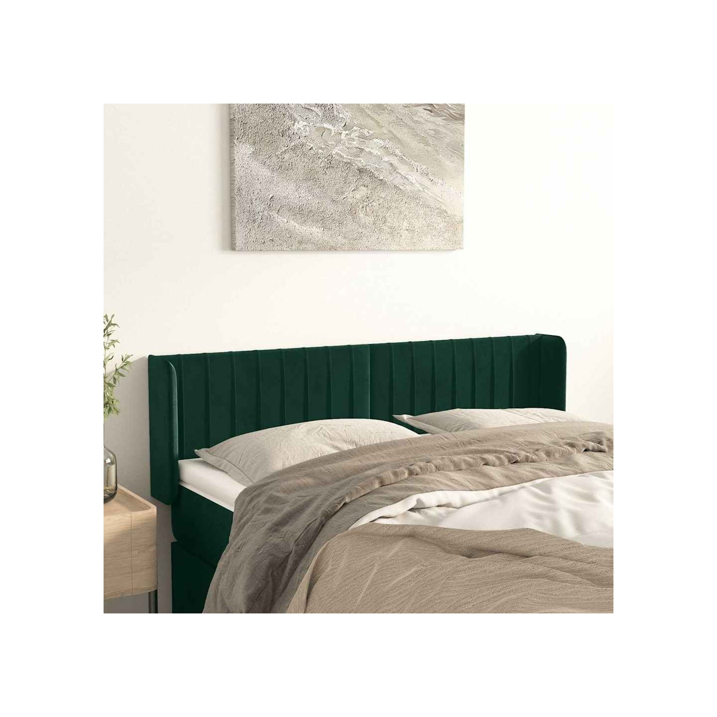 Tête de lit avec oreilles Vert foncé 147x16x78/88 cm Velours