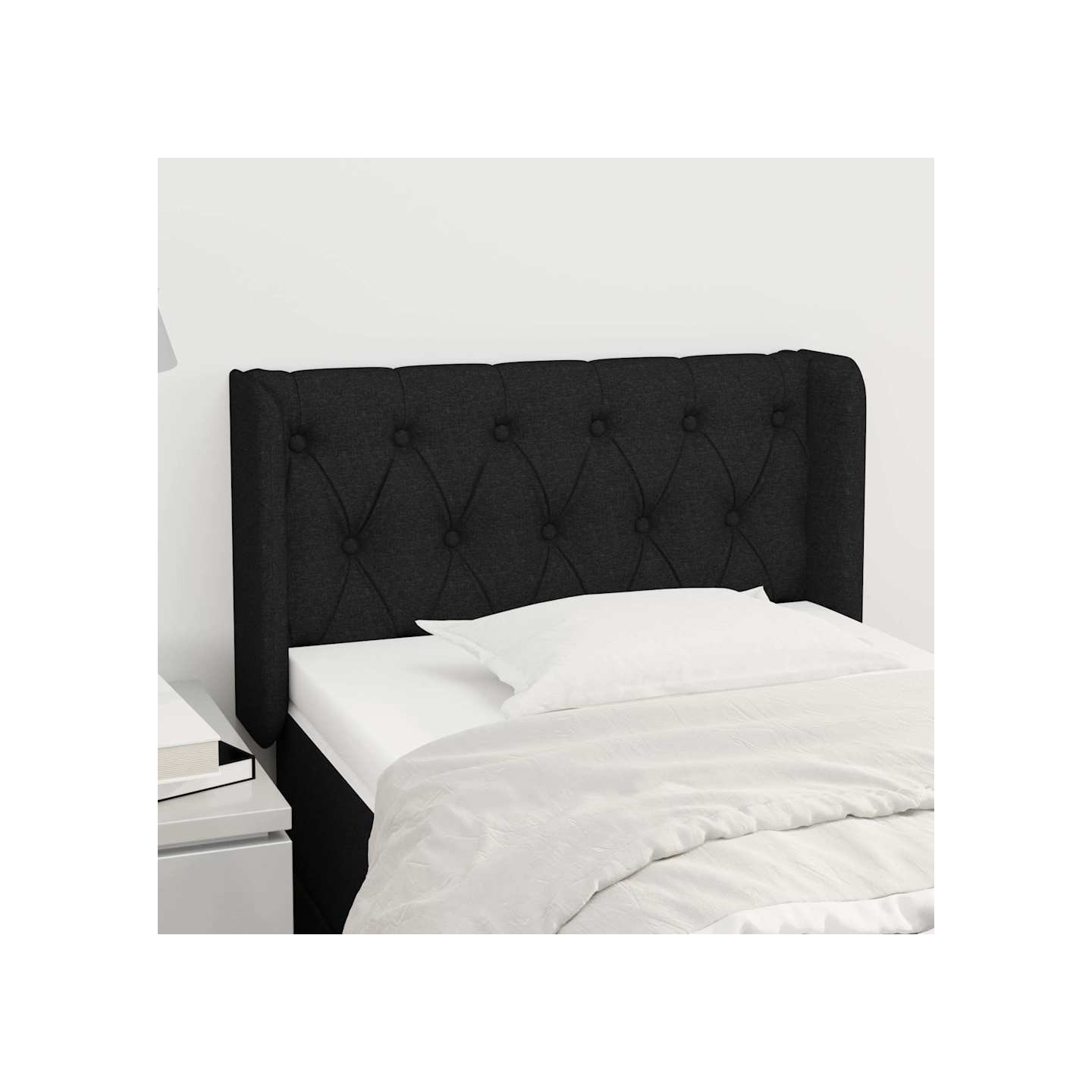 Tête de lit avec oreilles Noir 83x16x78/88 cm Tissu
