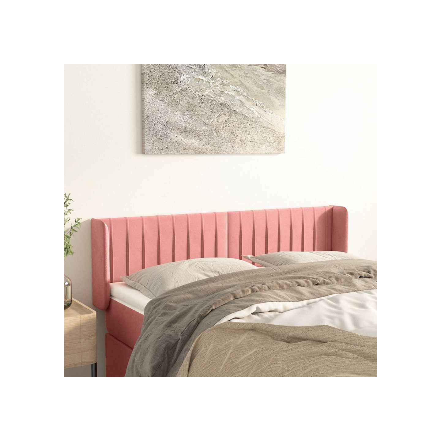 Tête de lit avec oreilles Rose 147x16x78/88 cm Velours