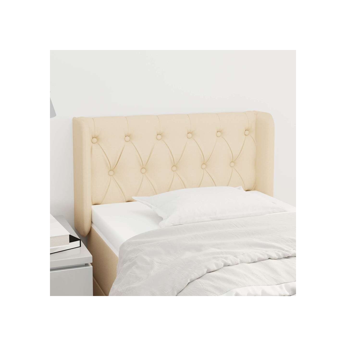 Tête de lit avec oreilles Crème 83x16x78/88 cm Tissu