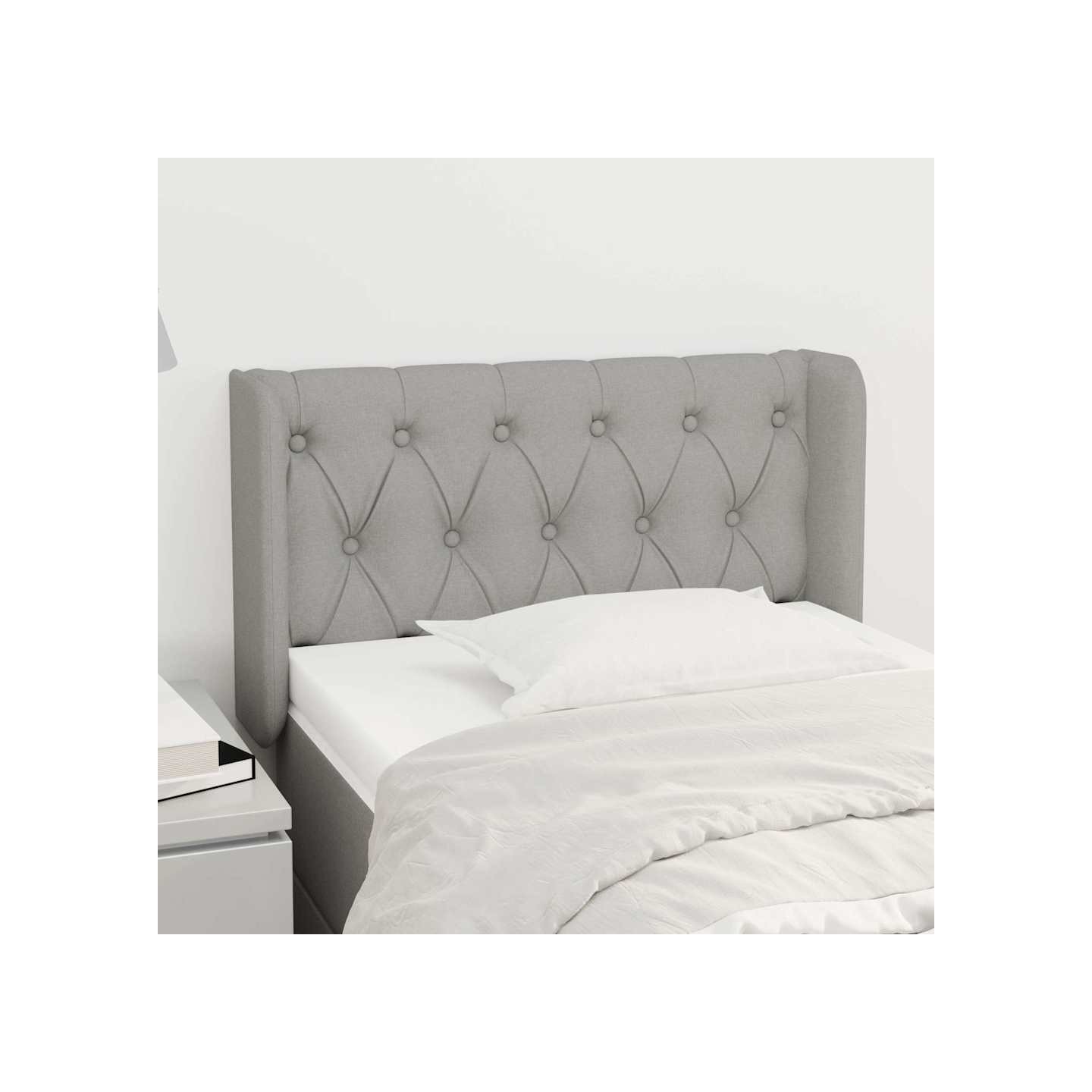 Tête de lit avec oreilles Gris clair 83x16x78/88 cm Tissu
