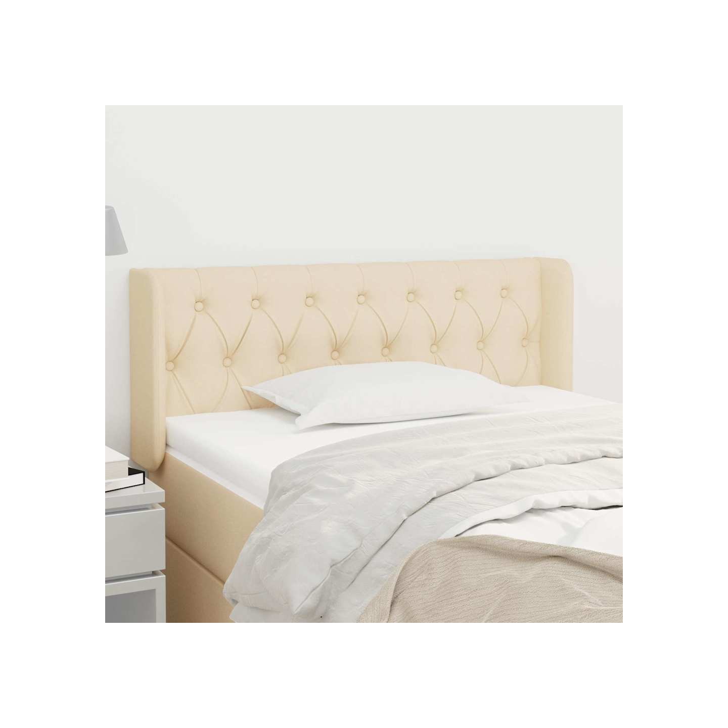 Tête de lit avec oreilles Crème 93x16x78/88 cm Tissu