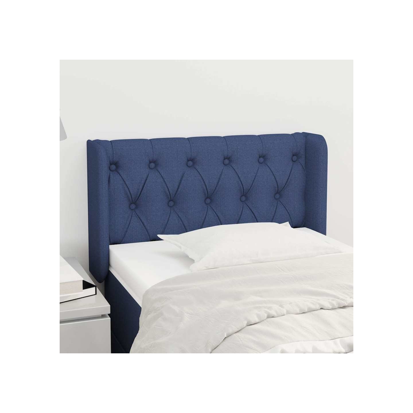Tête de lit avec oreilles Bleu 83x16x78/88 cm Tissu