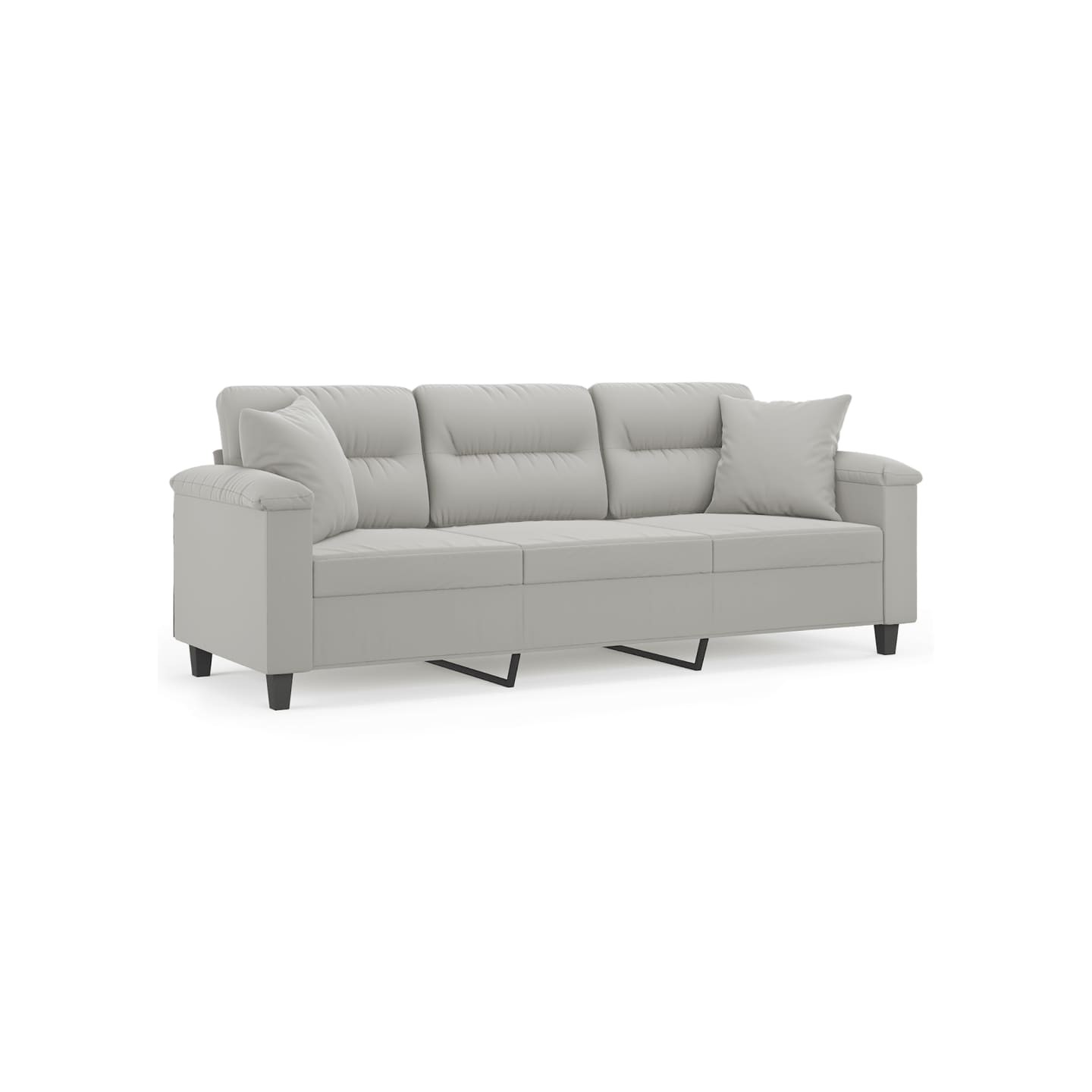 Canapé 3 places avec oreillers gris clair 180 cm