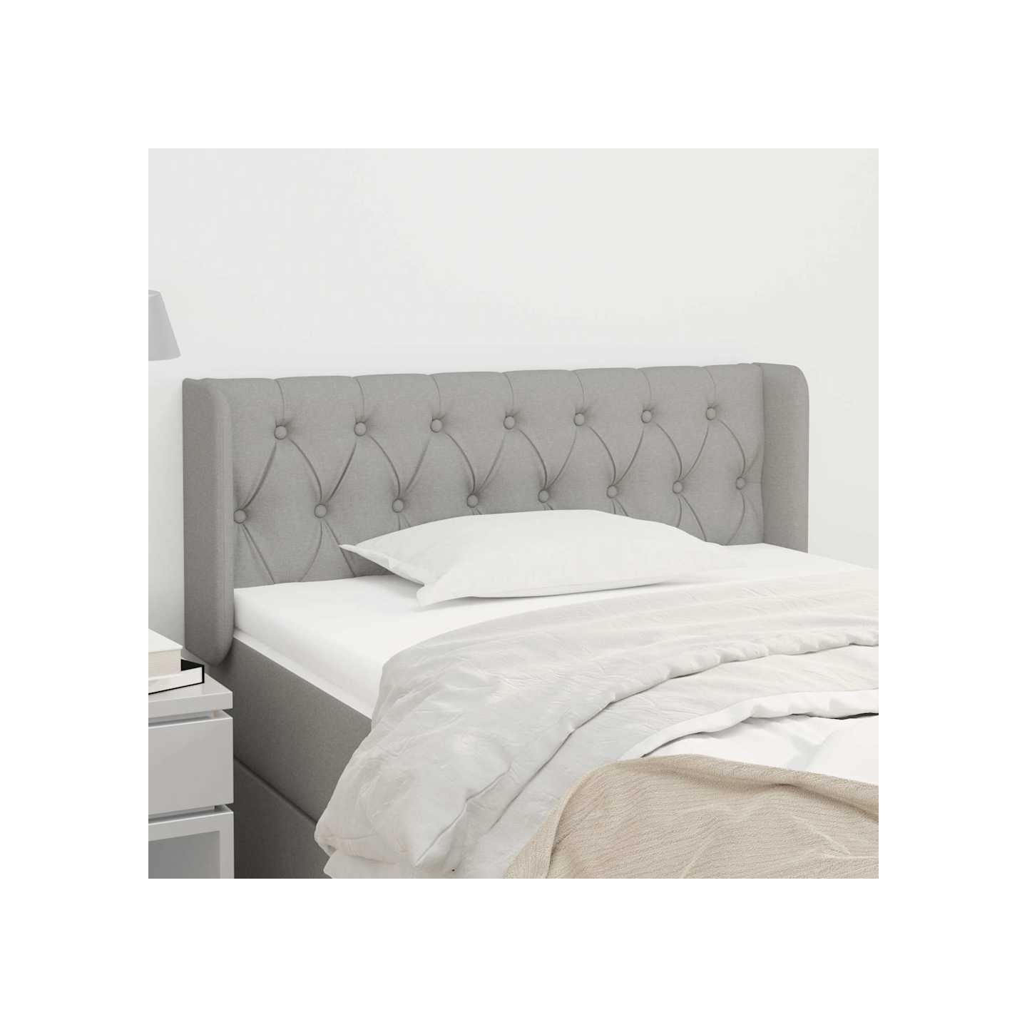 Tête de lit avec oreilles Gris clair 103x16x78/88 cm Tissu