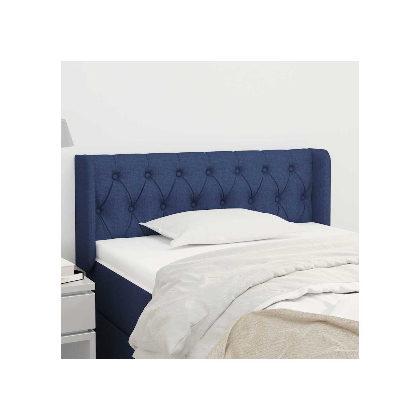 Tête de lit avec oreilles Bleu 103x16x78/88 cm Tissu