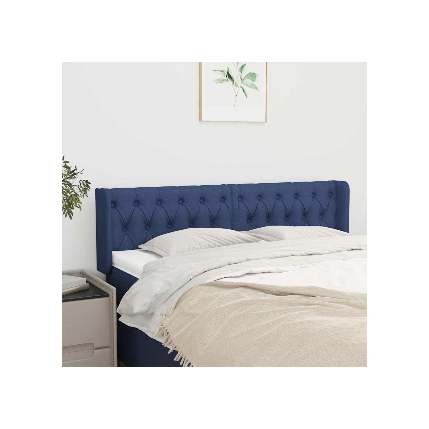 Tête de lit avec oreilles Bleu 163x16x78/88 cm Tissu