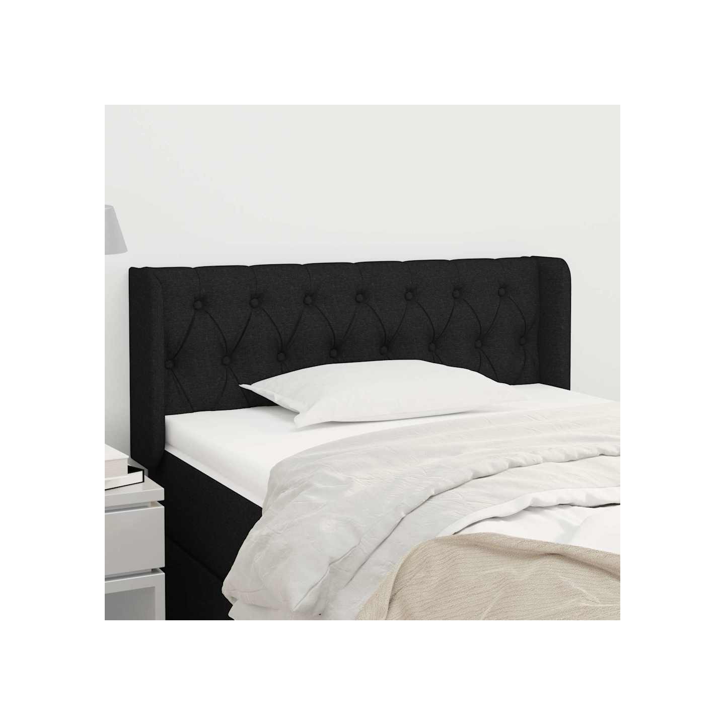 Tête de lit avec oreilles Noir 103x16x78/88 cm Tissu