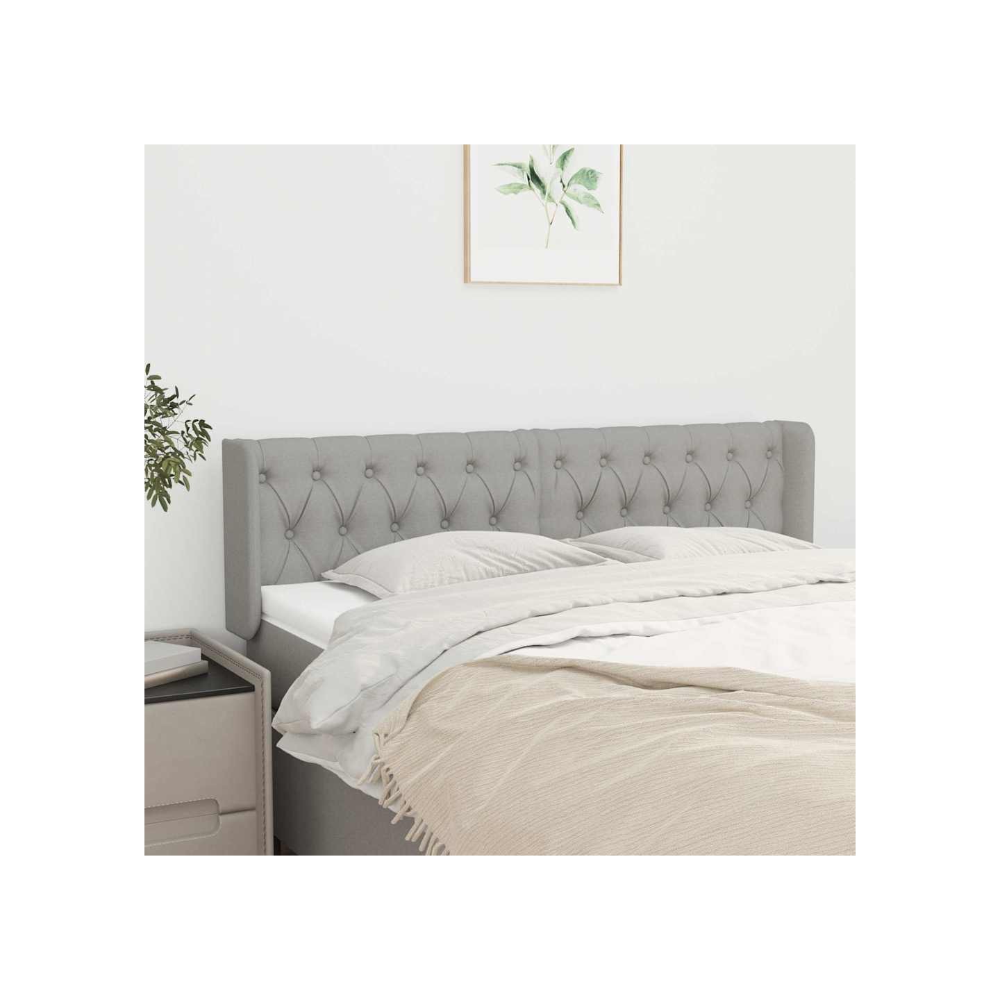 Tête de lit avec oreilles Gris clair 147x16x78/88 cm Tissu