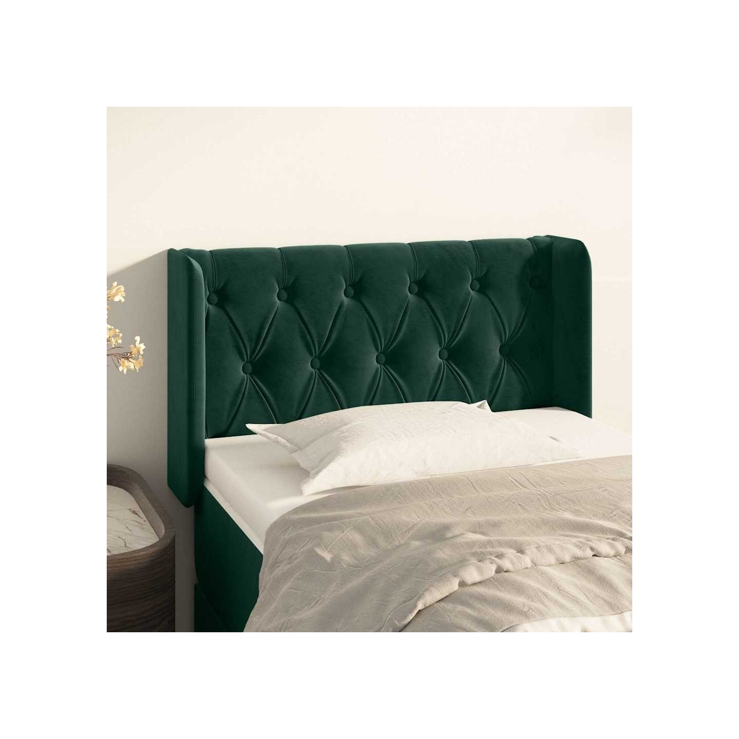 Tête de lit avec oreilles Vert foncé 83x16x78/88 cm Velours