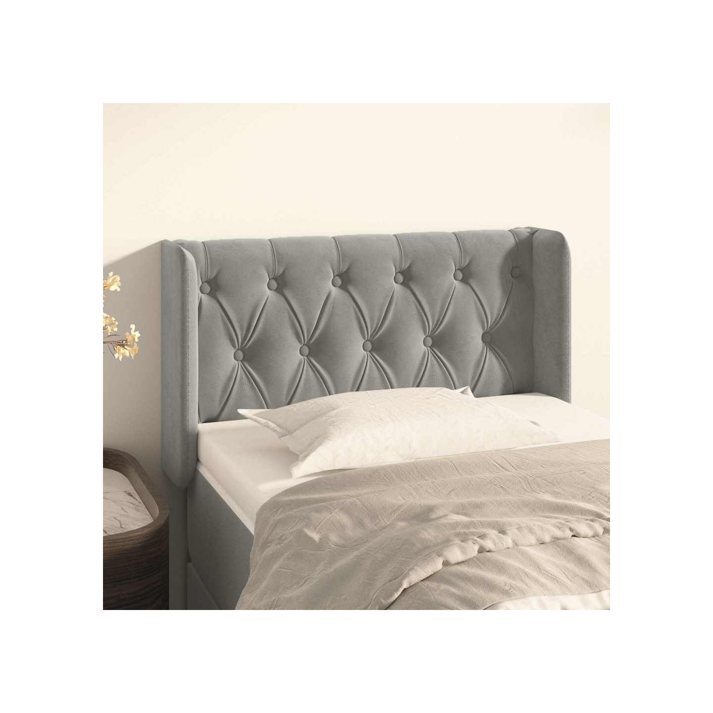 Tête de lit avec oreilles Gris clair 83x16x78/88 cm Velours