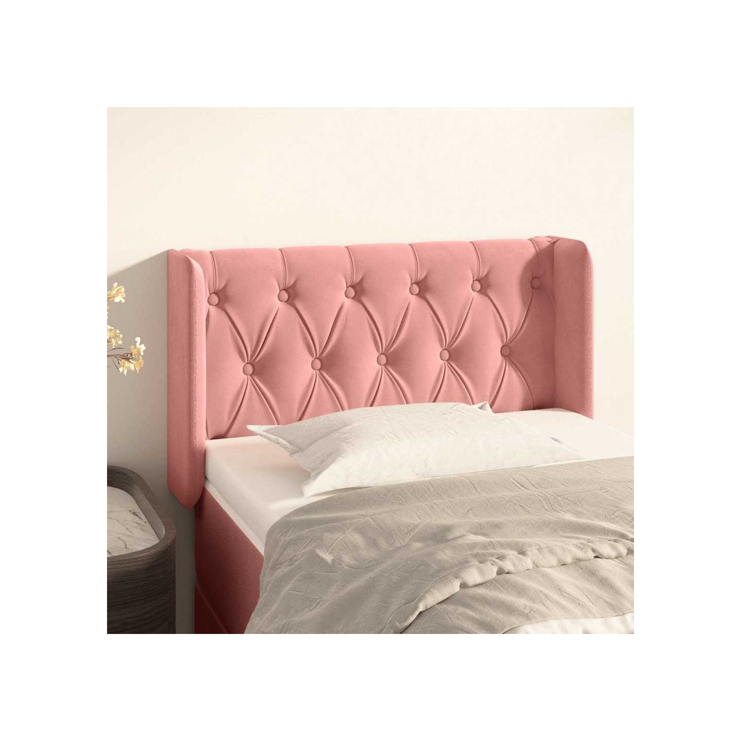 Tête de lit avec oreilles Rose 83x16x78/88 cm Velours