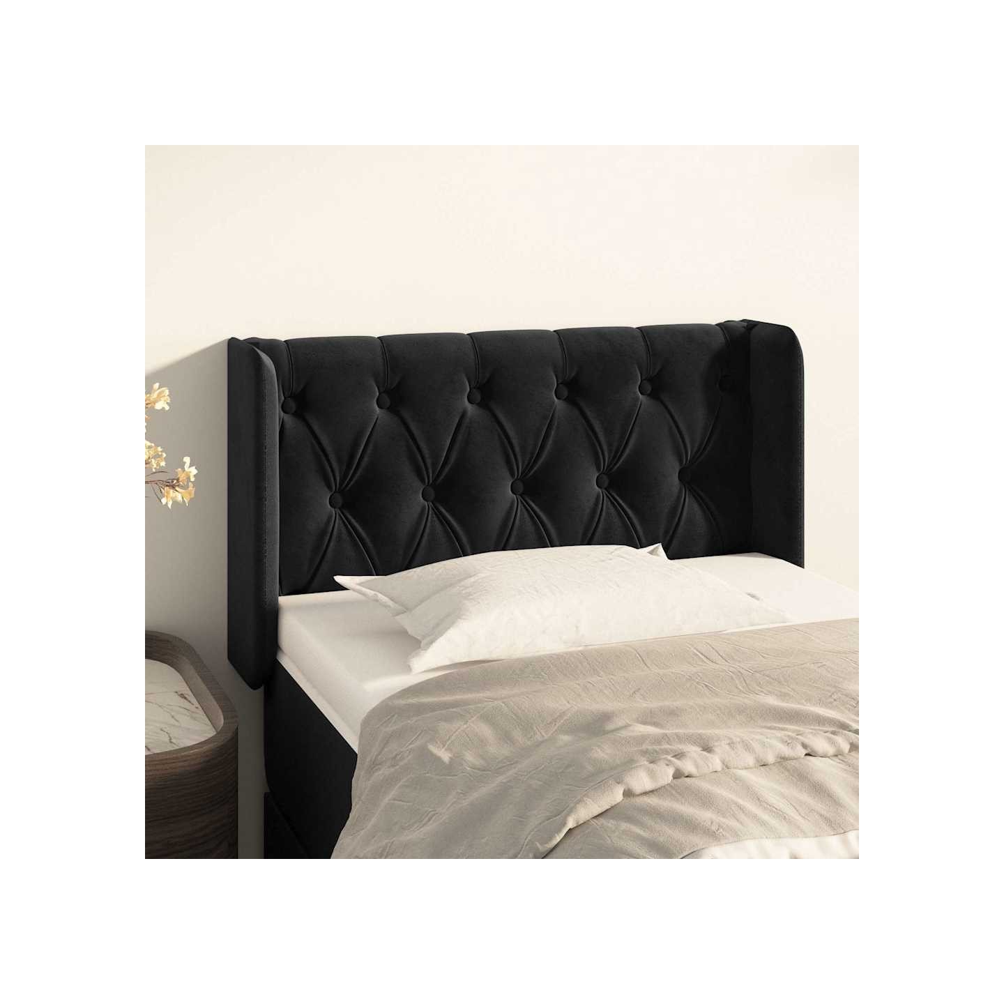 Tête de lit avec oreilles Noir 83x16x78/88 cm Velours