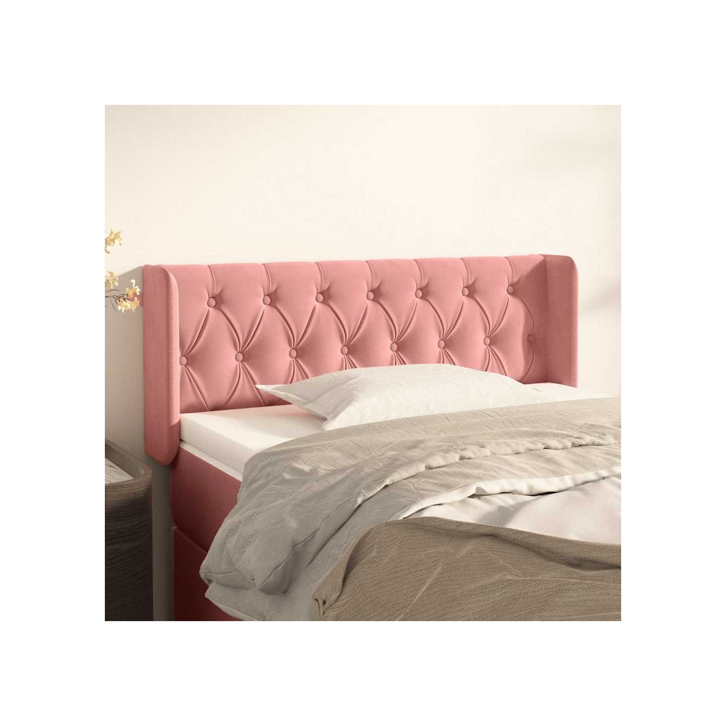 Tête de lit avec oreilles Rose 93x16x78/88 cm Velours