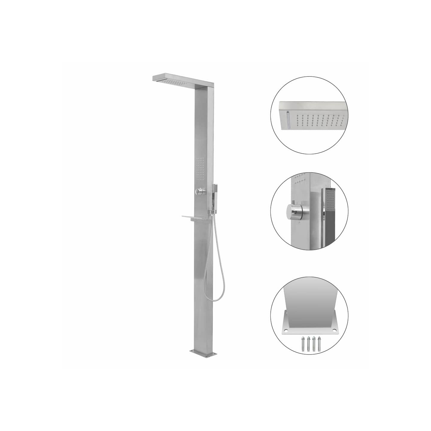 Douche d'extérieur Acier inoxydable Carré