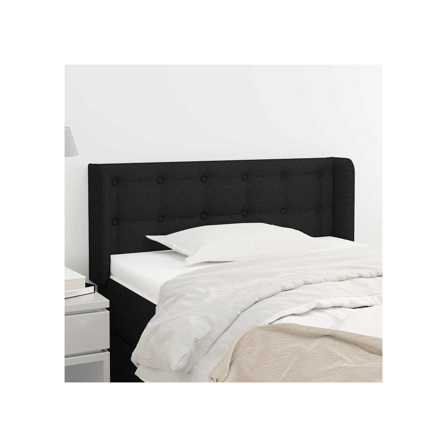 Tête de lit avec oreilles Noir 83x16x78/88 cm Tissu