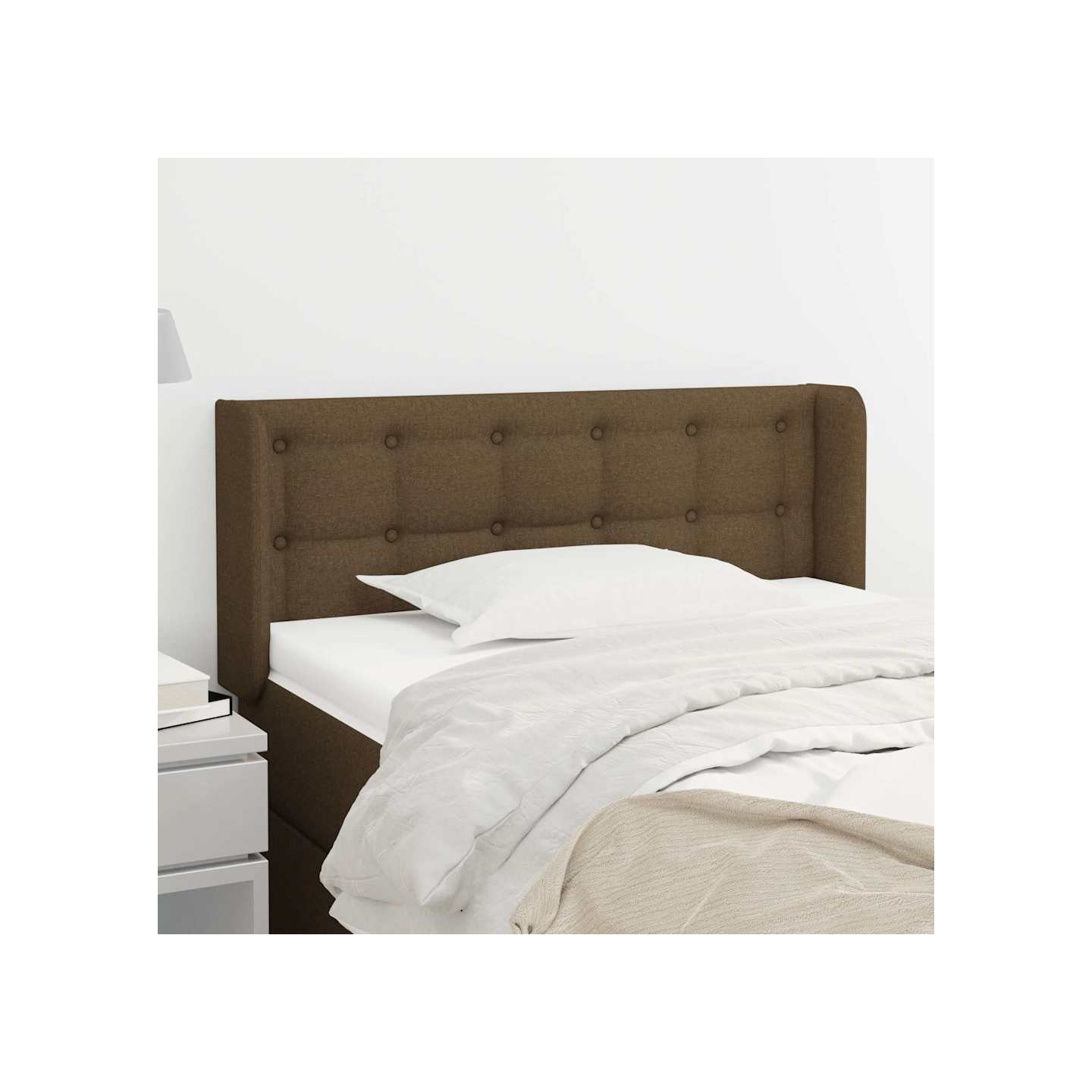 Tête de lit avec oreilles Marron Foncé 83x16x78/88 cm Tissu