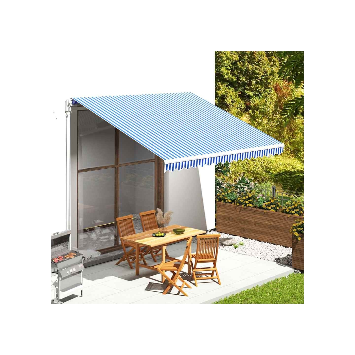 Tissu de remplacement pour auvent bleu et blanc 400x350 cm polyester