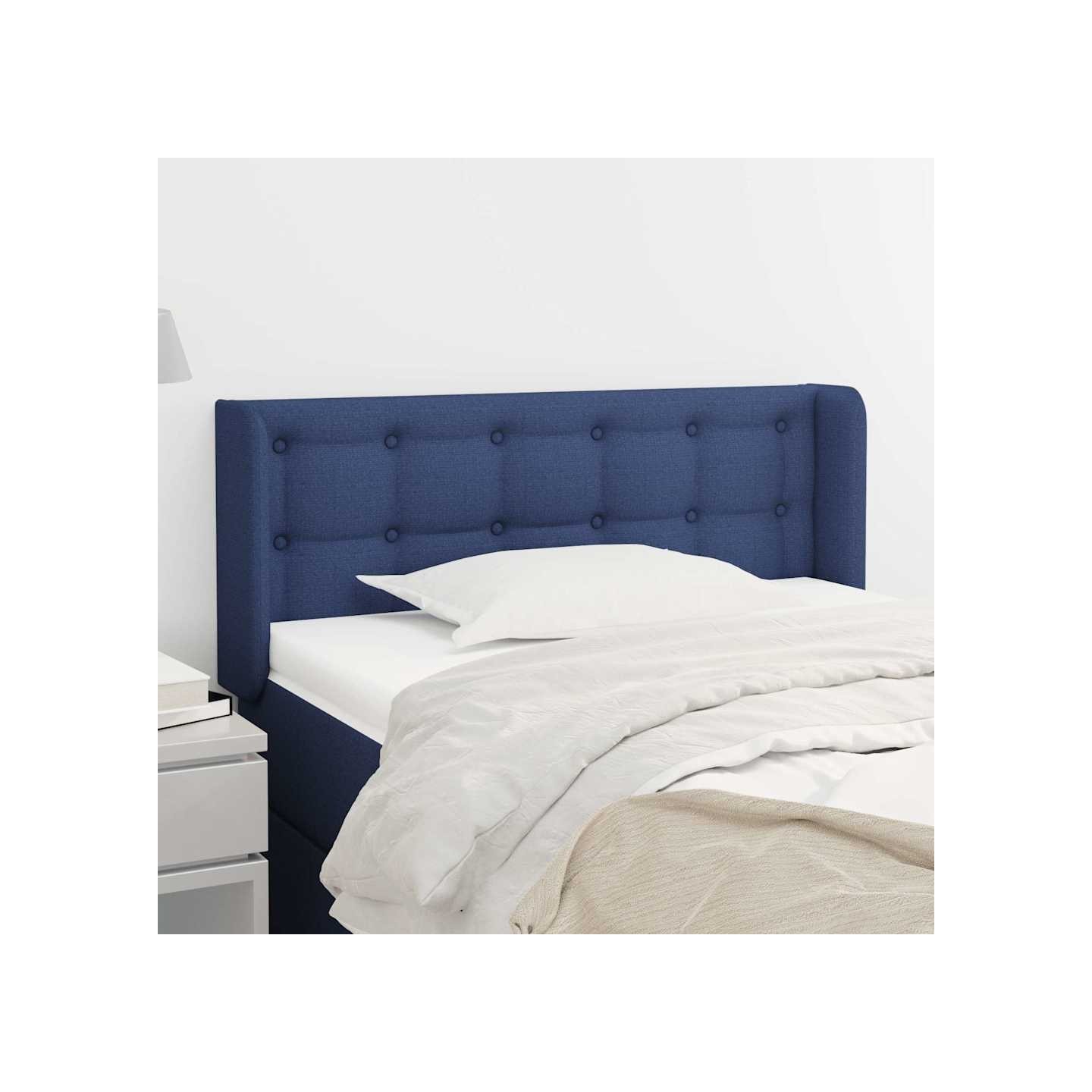 Tête de lit avec oreilles Bleu 83x16x78/88 cm Tissu
