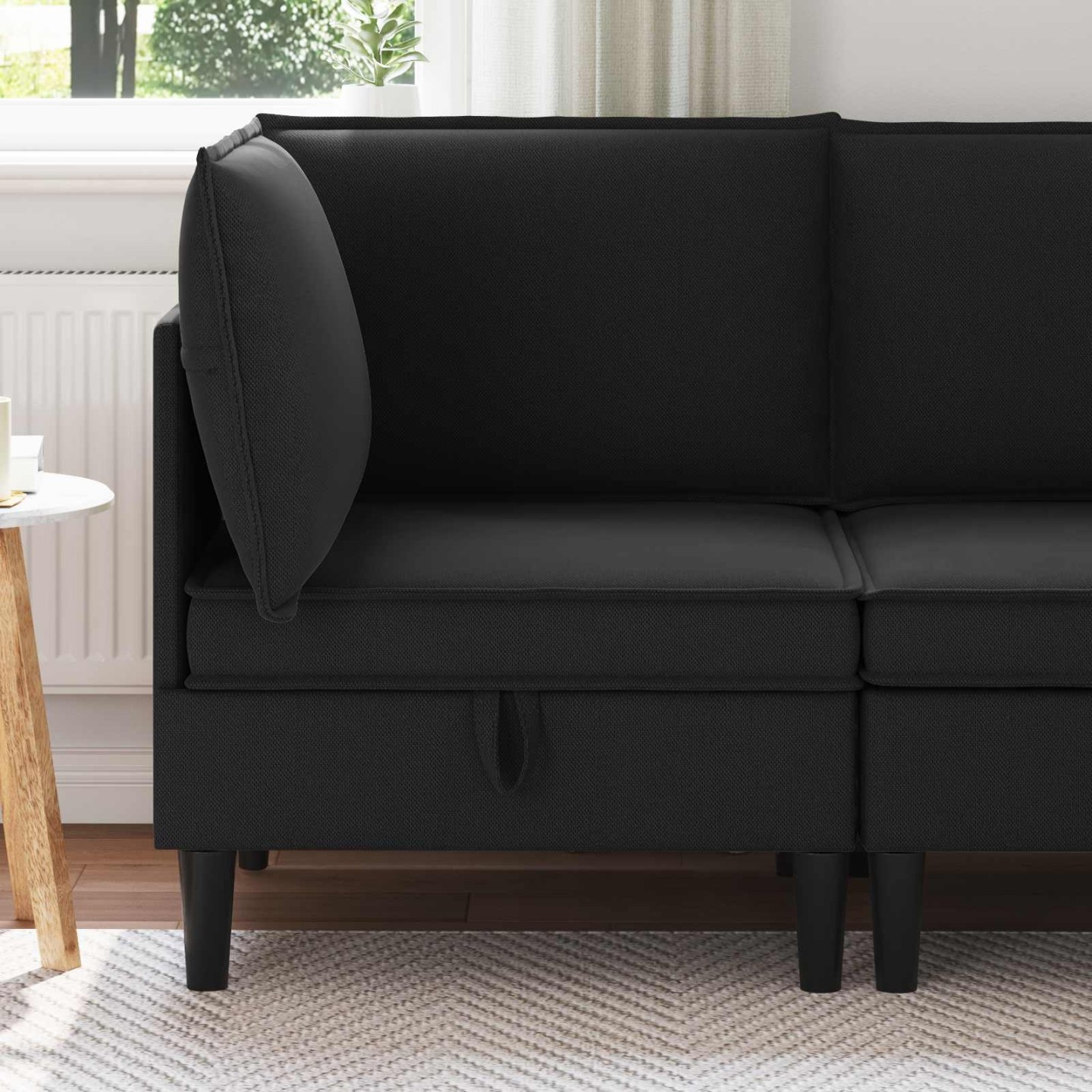 Canapé d'angle avec rangement Noir 70 x 70 x 82 cm Velours