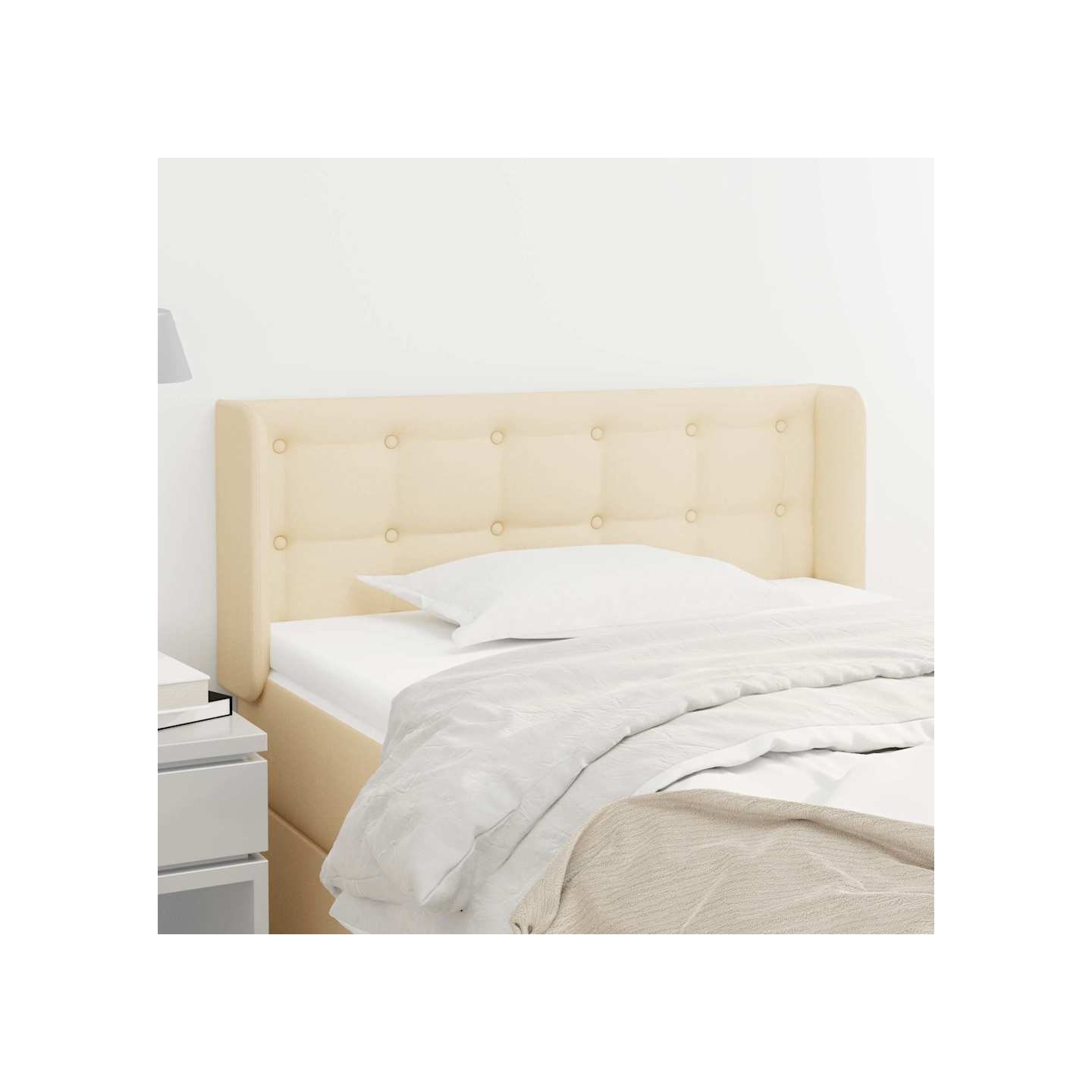 Tête de lit avec oreilles Crème 93x16x78/88 cm Tissu