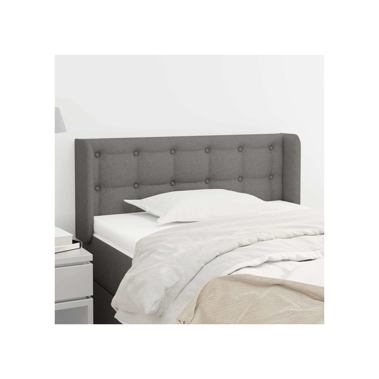 Tête de lit avec oreilles Gris foncé 93x16x78/88 cm Tissu