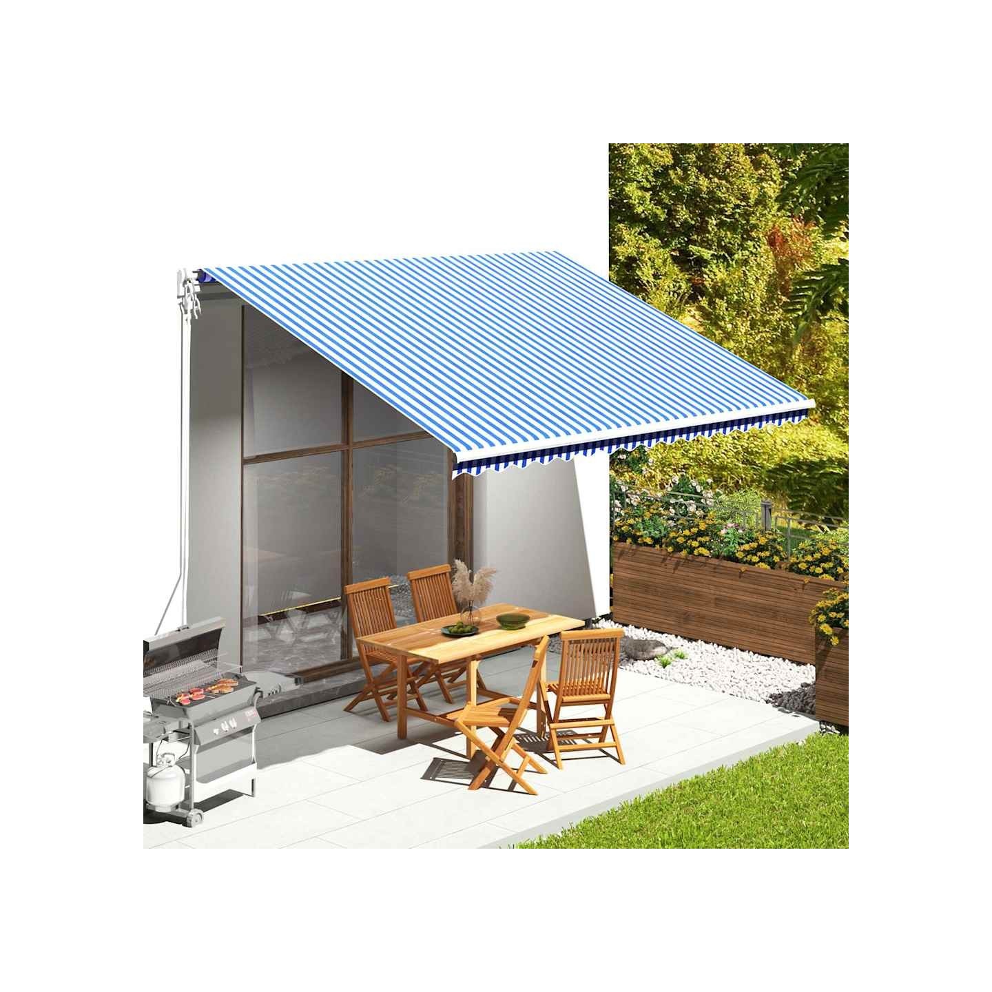 Tissu de remplacement pour auvent bleu et blanc 450x350 cm polyester