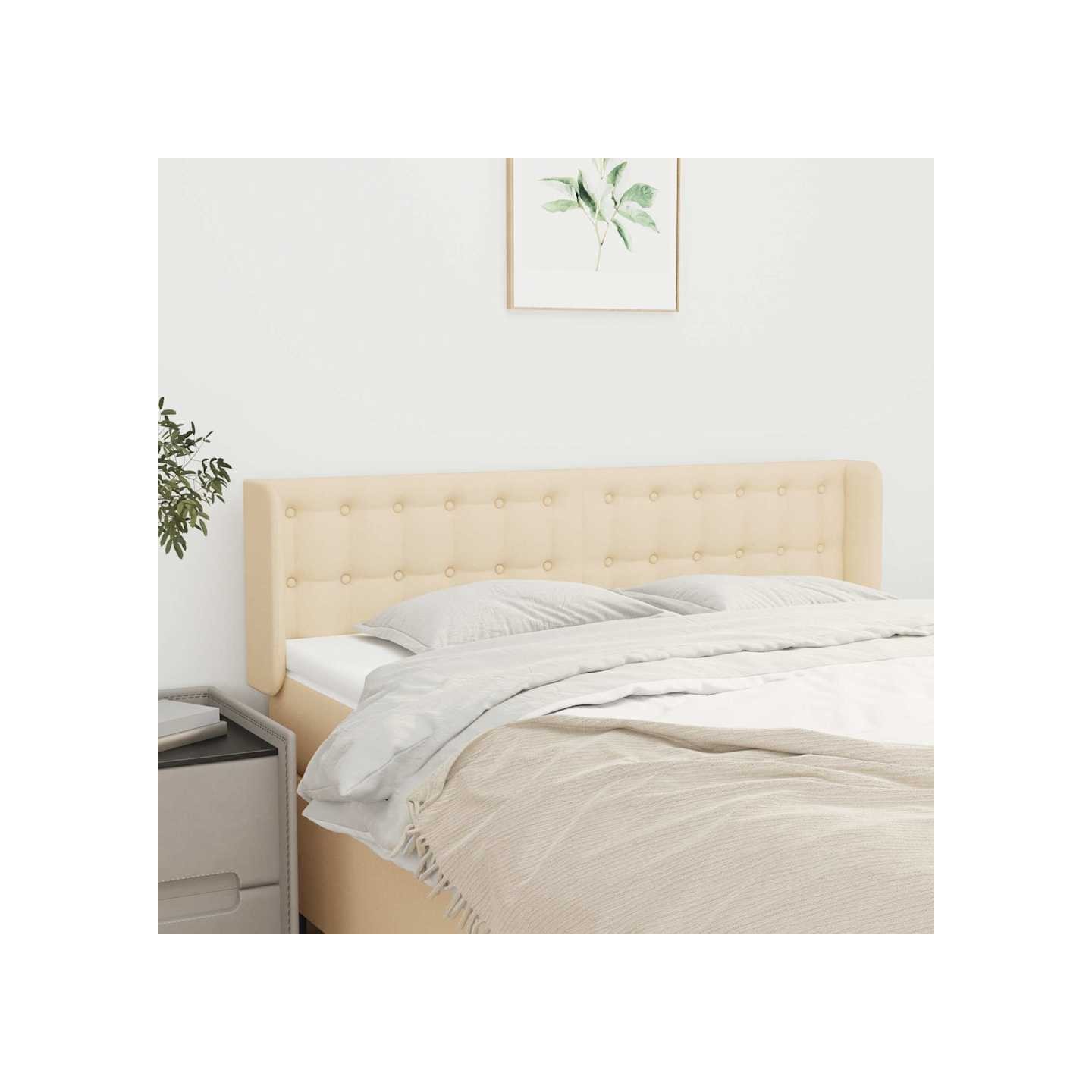 Tête de lit avec oreilles Crème 147x16x78/88 cm Tissu