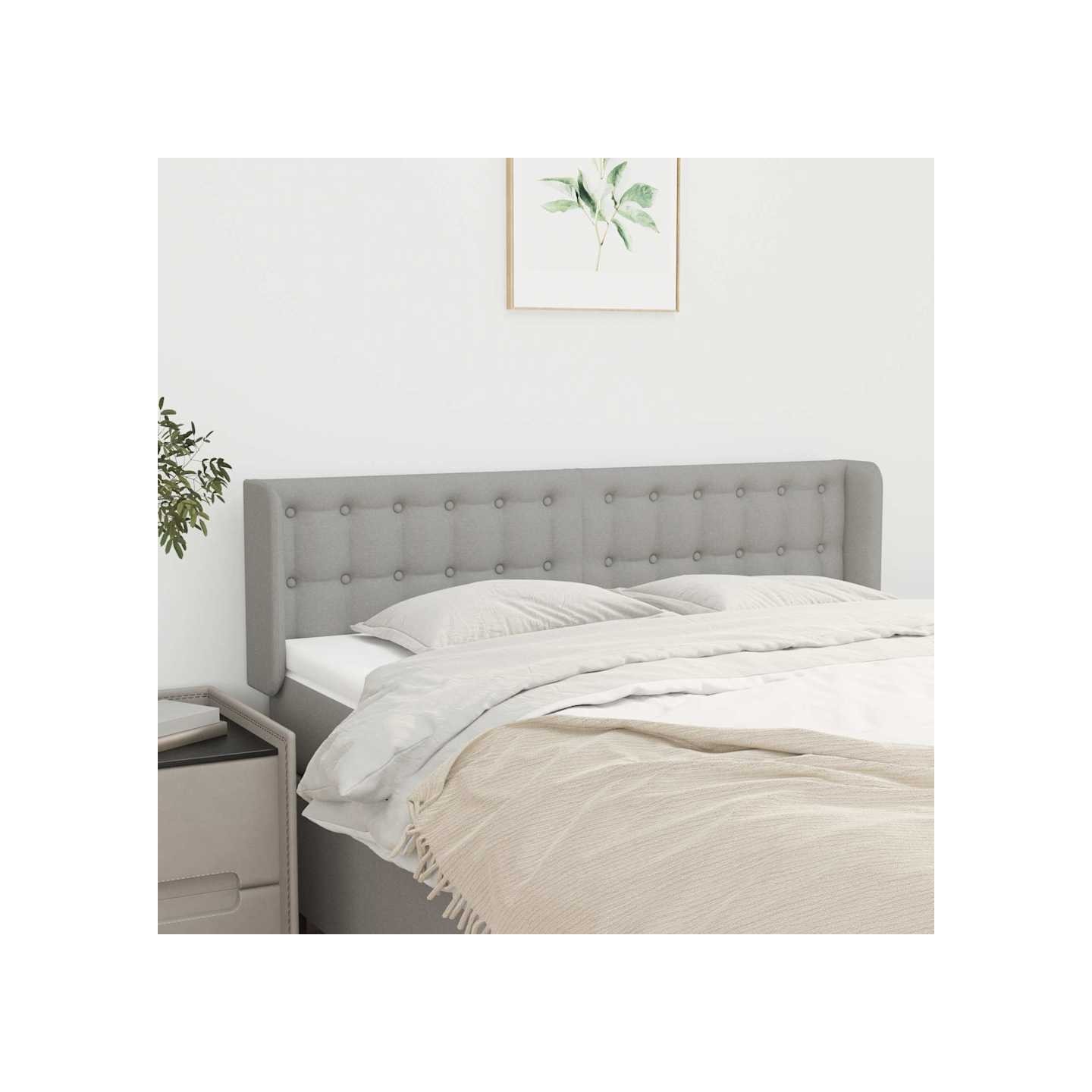 Tête de lit avec oreilles Gris clair 147x16x78/88 cm Tissu