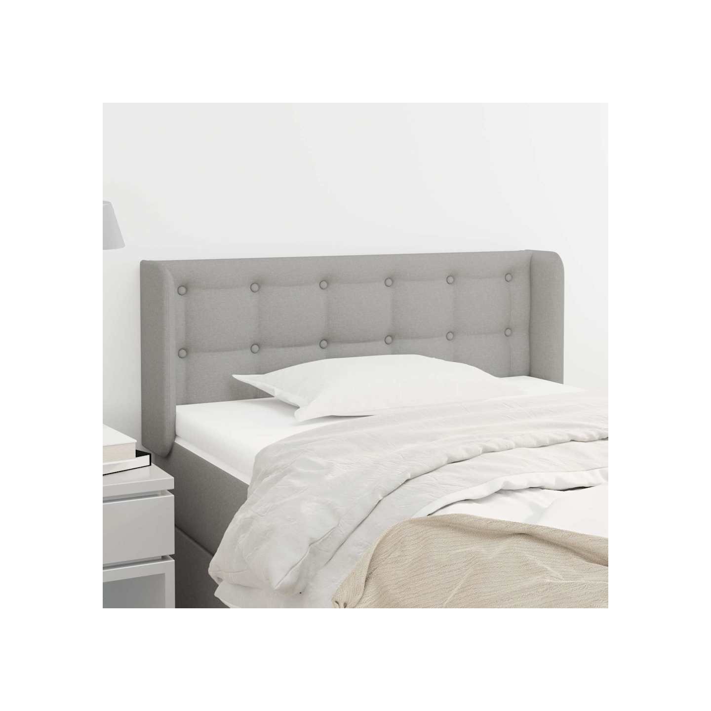 Tête de lit avec oreilles Gris clair 103x16x78/88 cm Tissu