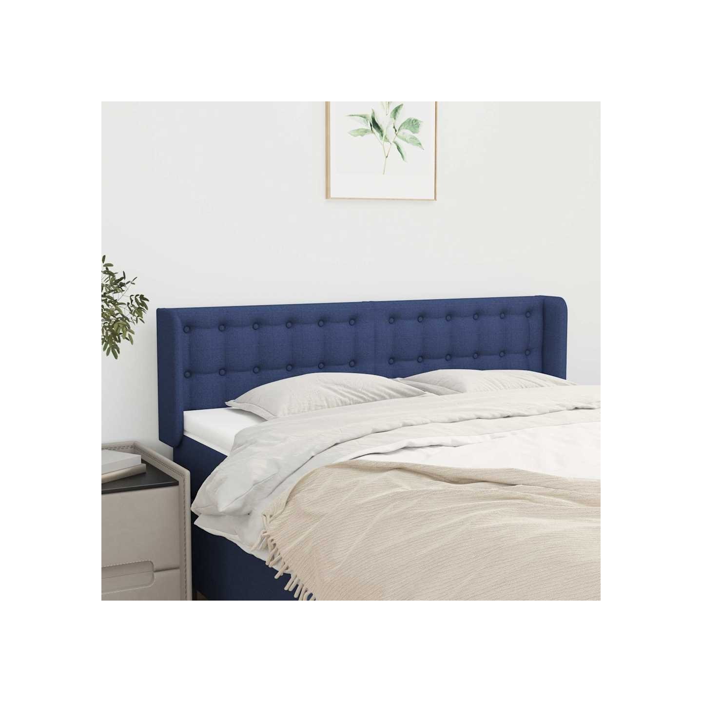 Tête de lit avec oreilles Bleu 147x16x78/88 cm Tissu