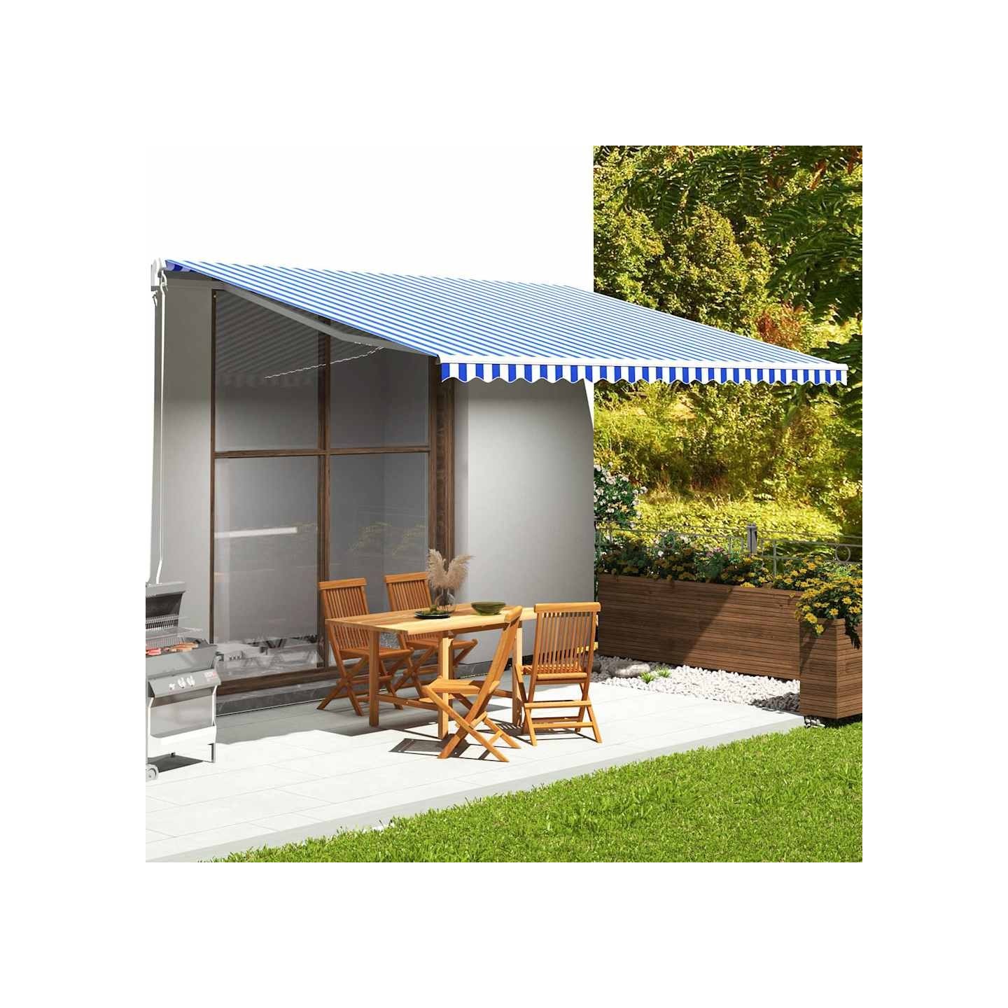 Tissu de remplacement pour auvent bleu et blanc 500x350 cm polyester