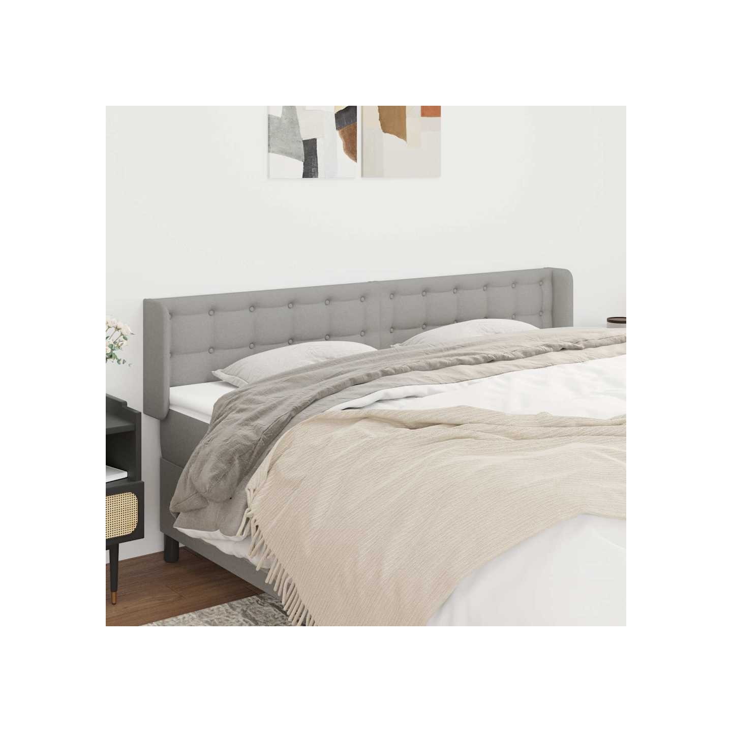 Tête de lit avec oreilles Gris clair 183x16x78/88 cm Tissu