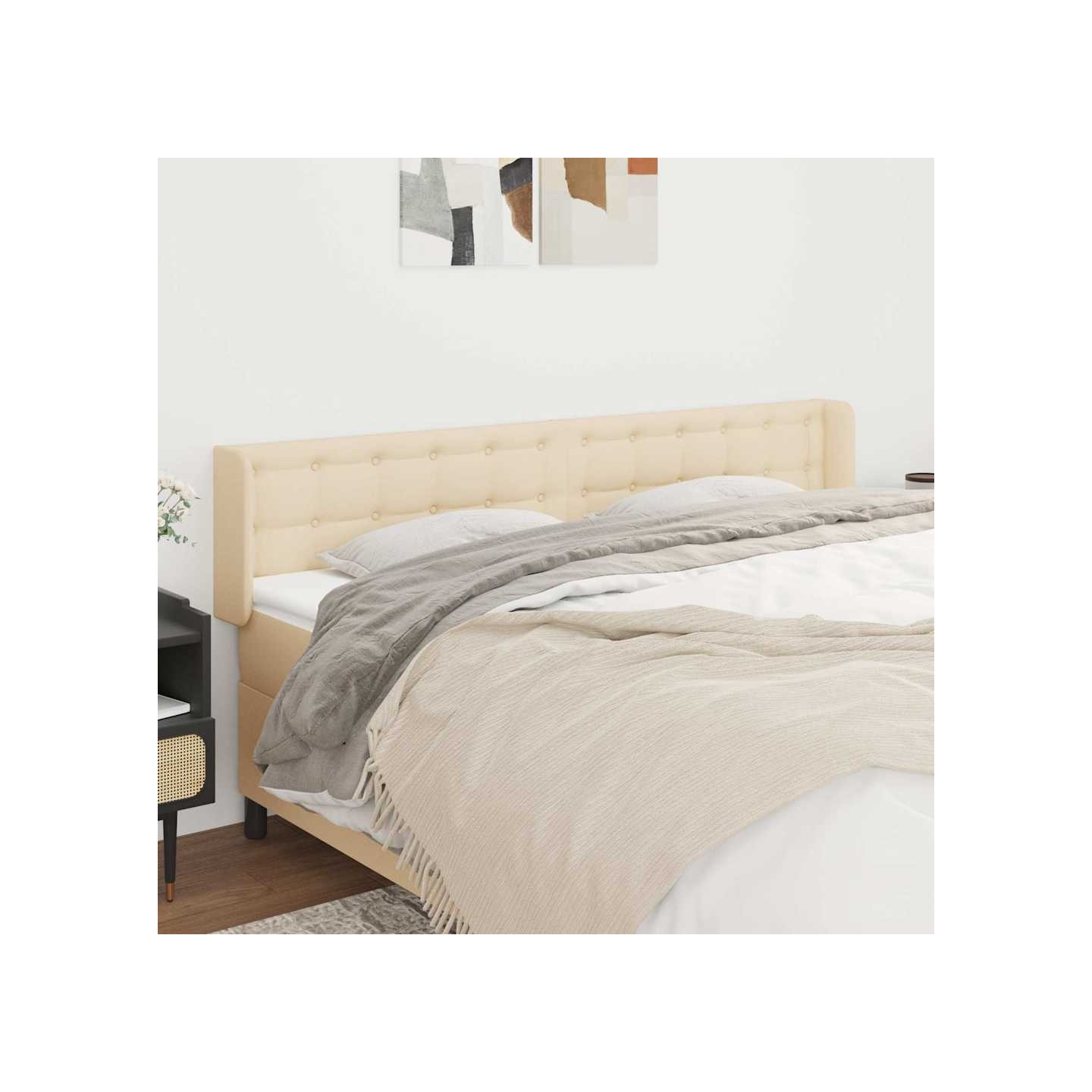 Tête de lit avec oreilles Crème 163x16x78/88 cm Tissu
