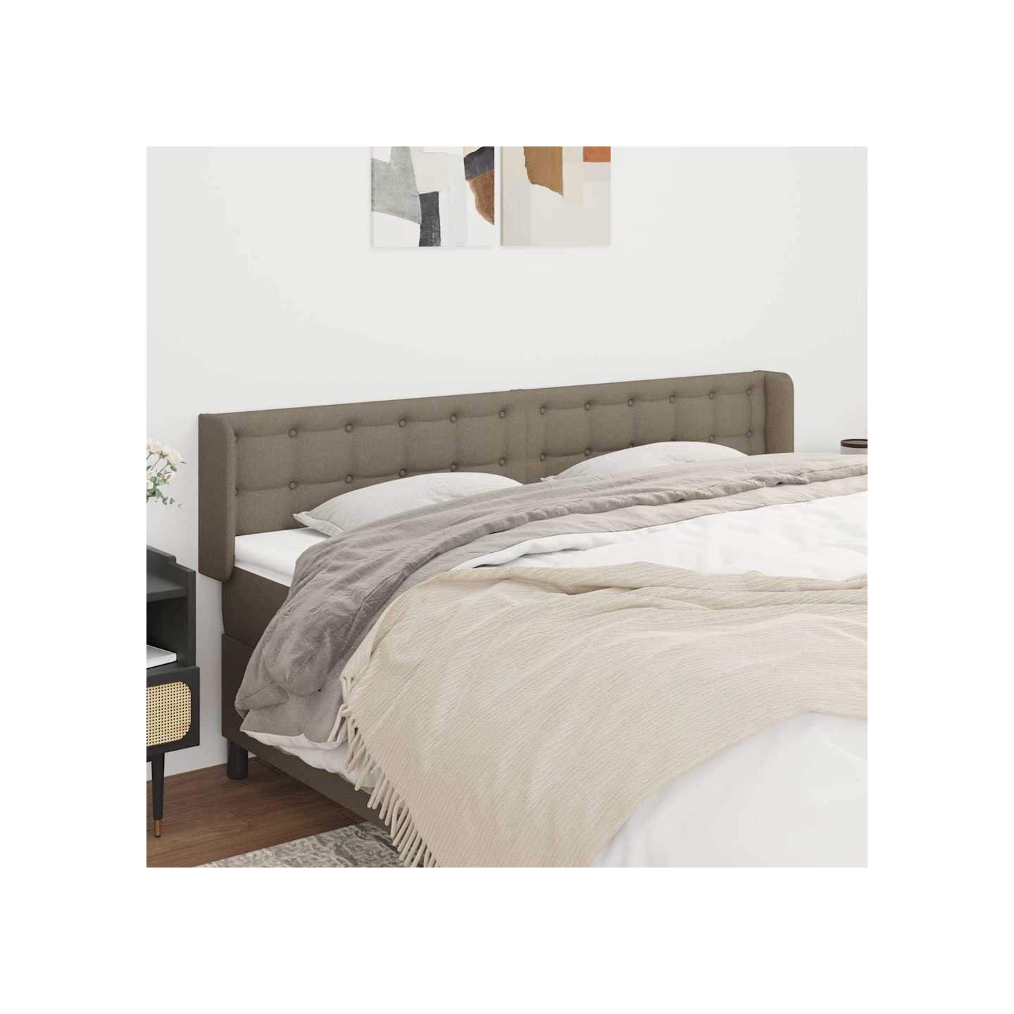 Tête de lit avec oreilles Taupe 183x16x78/88 cm Tissu