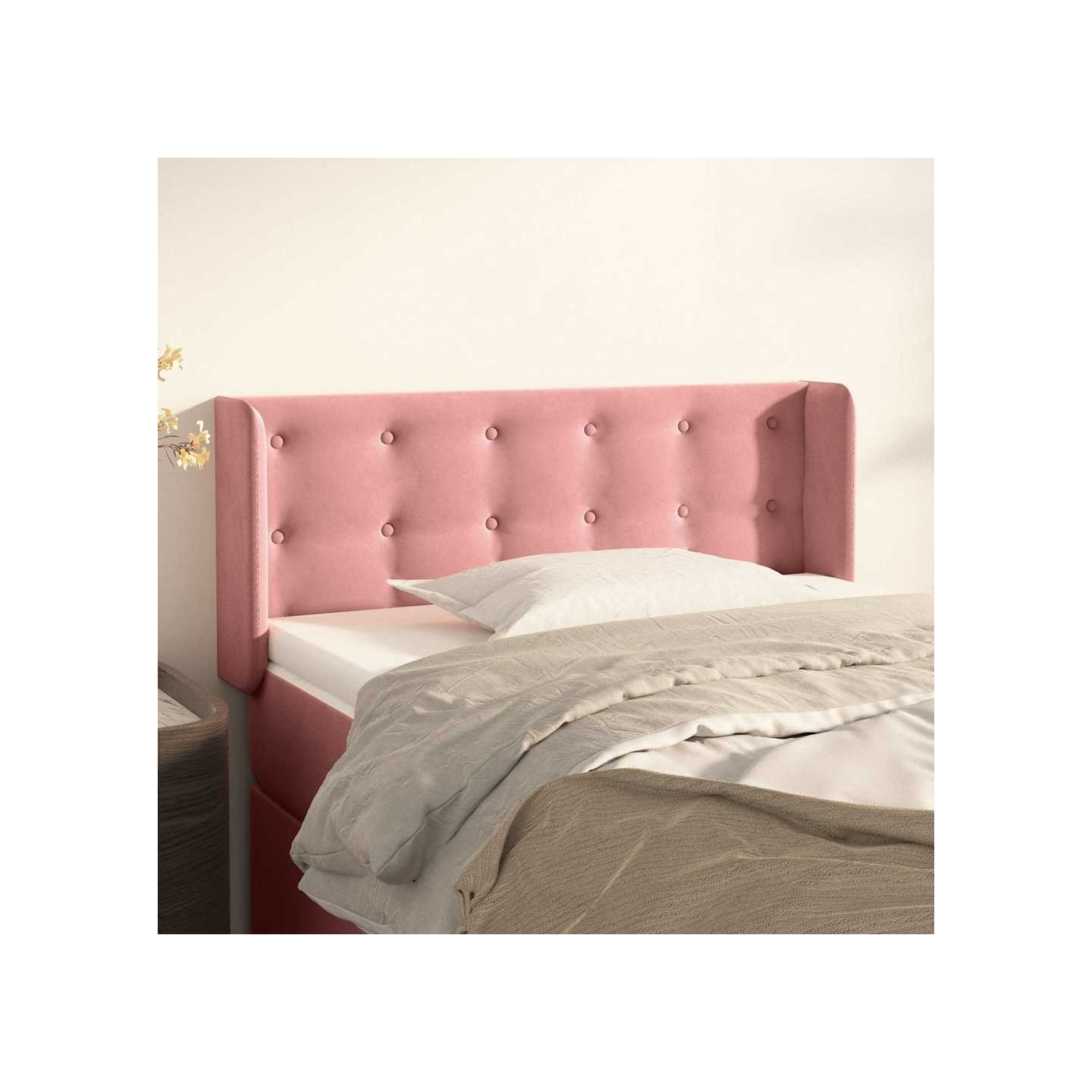 Tête de lit avec oreilles Rose 83x16x78/88 cm Velours