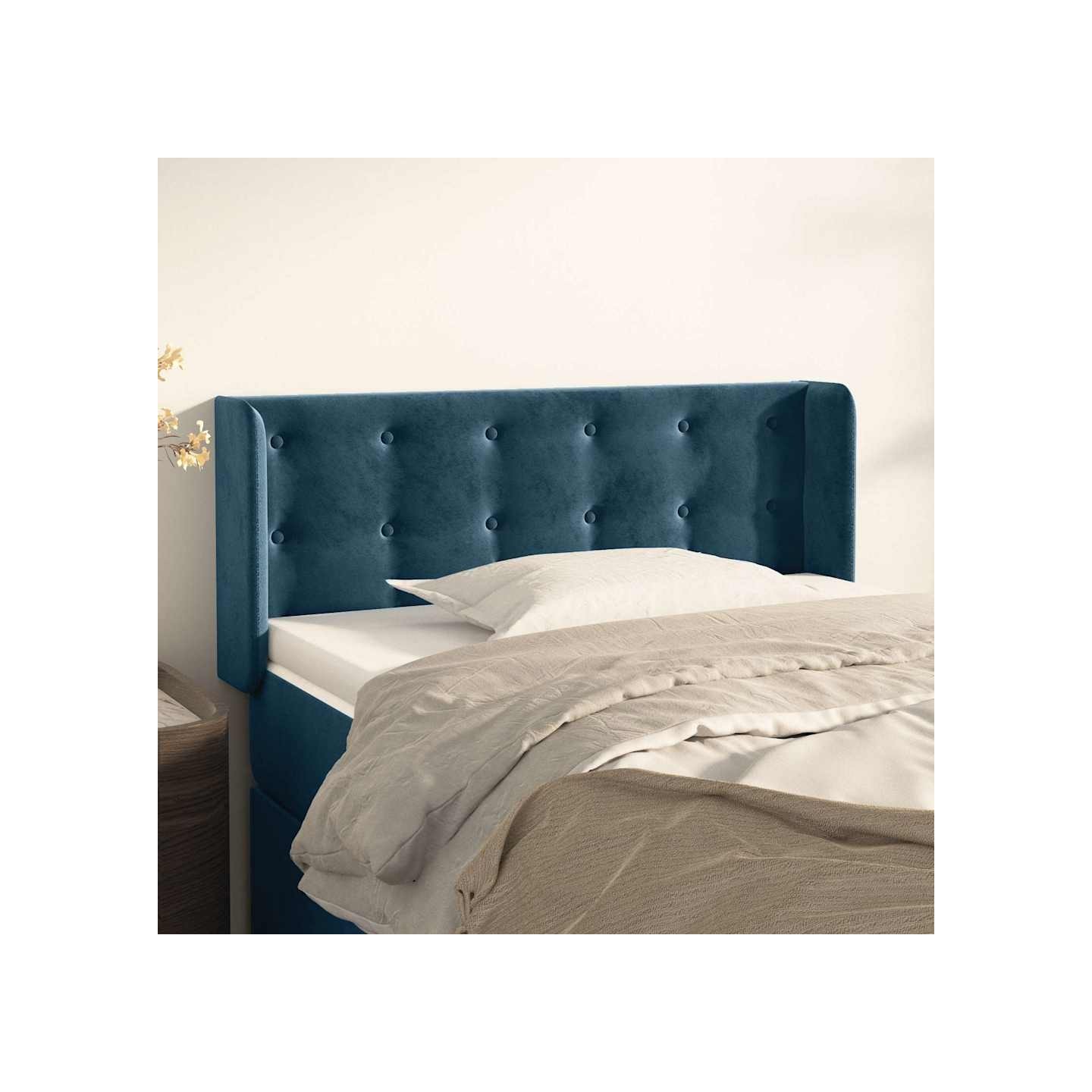 Tête de lit avec oreilles Bleu foncé 93x16x78/88 cm Velours