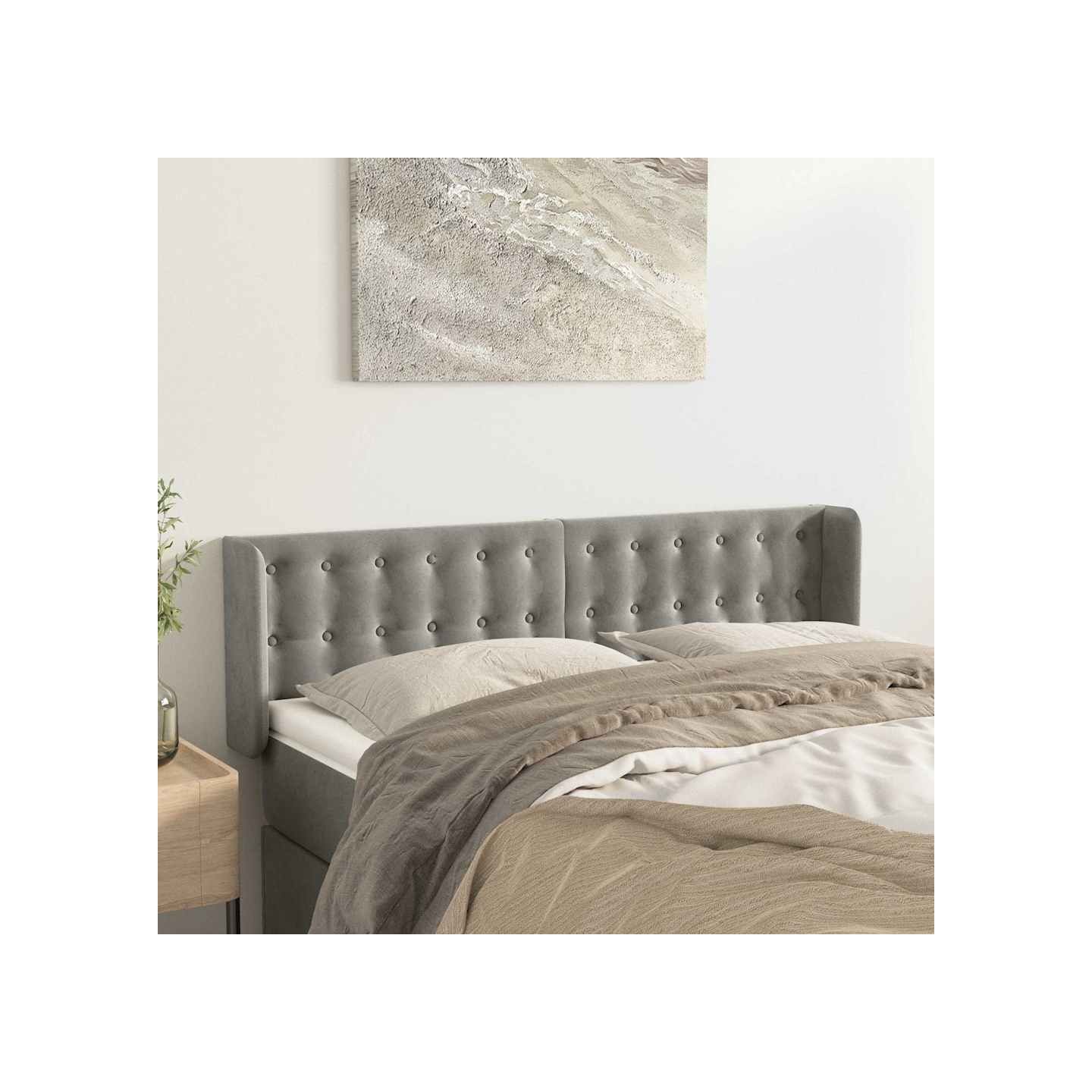 Tête de lit avec oreilles Gris clair 147x16x78/88 cm Velours